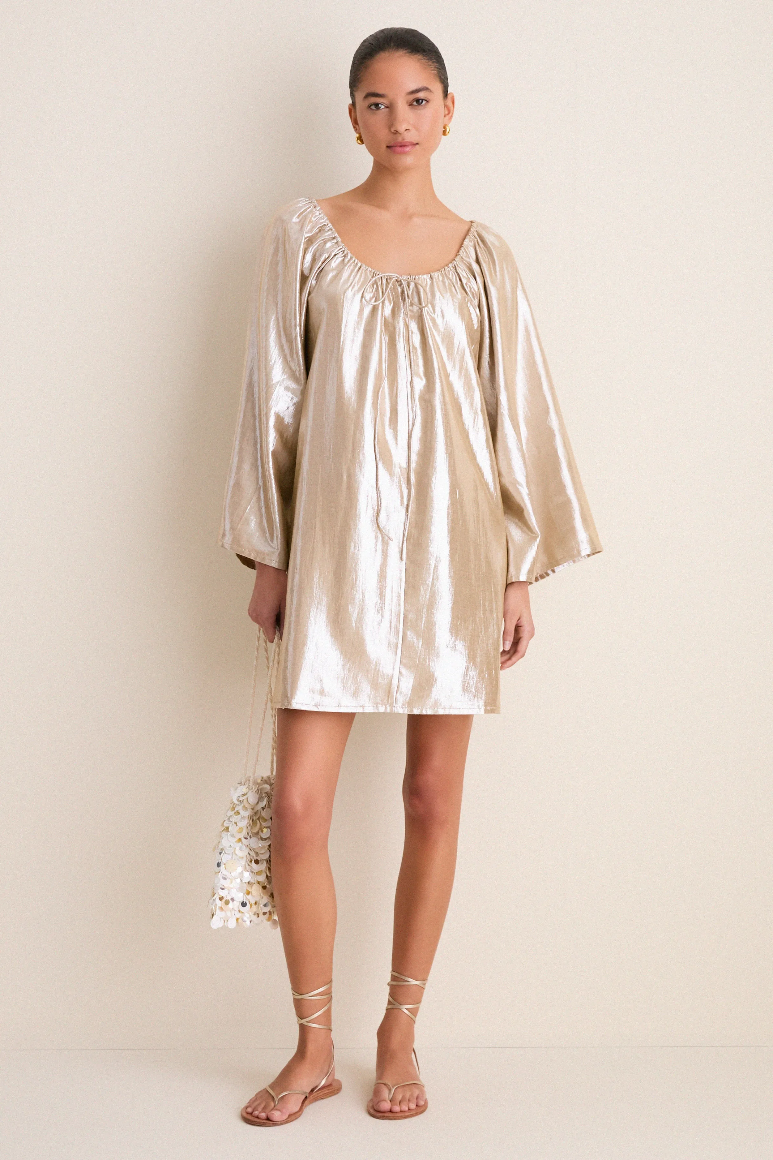 Gold Metallic Claudine Mini Dress sold by Tuckernuck product image thumbnail 2