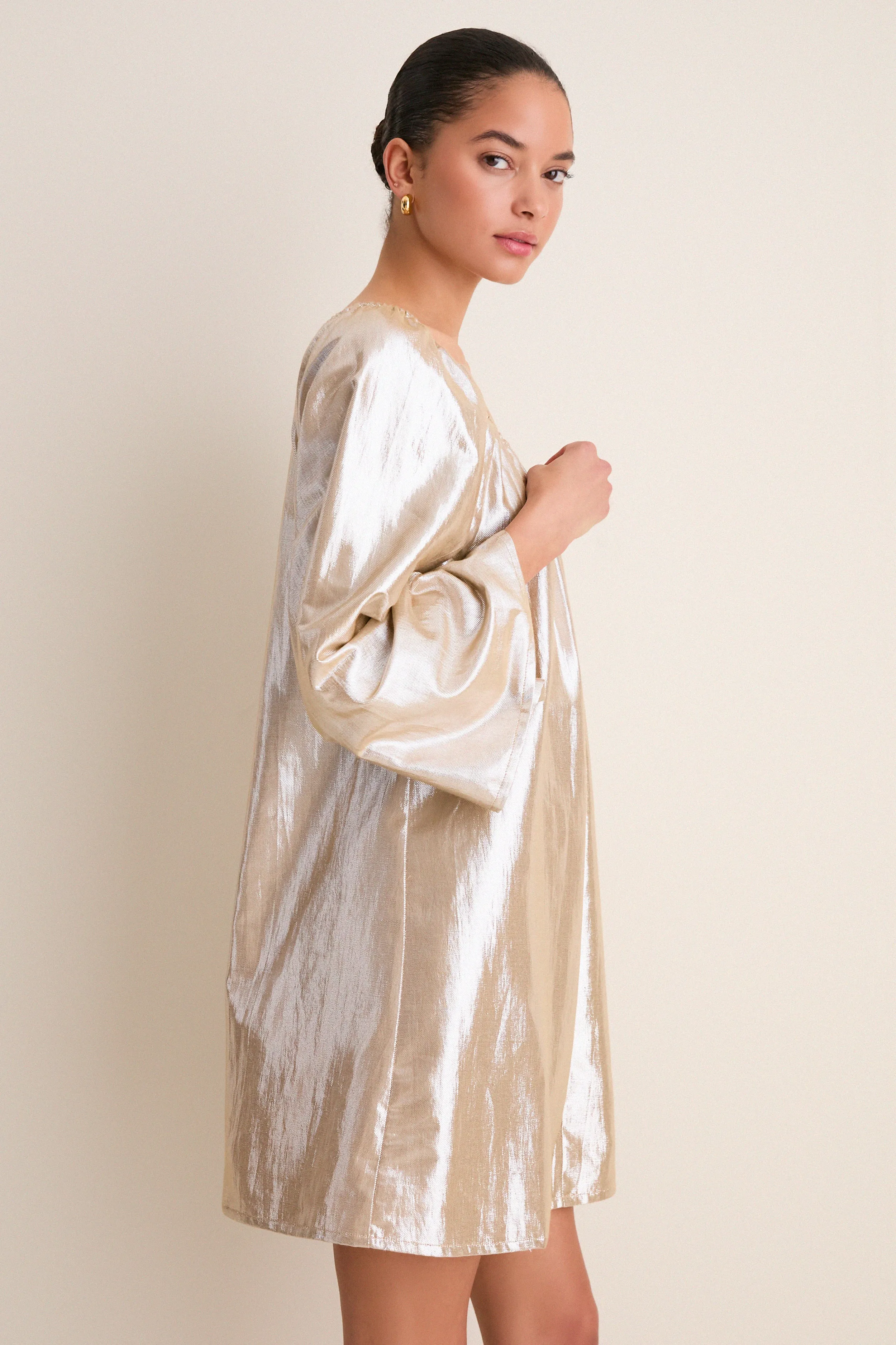 Gold Metallic Claudine Mini Dress sold by Tuckernuck product image thumbnail 3