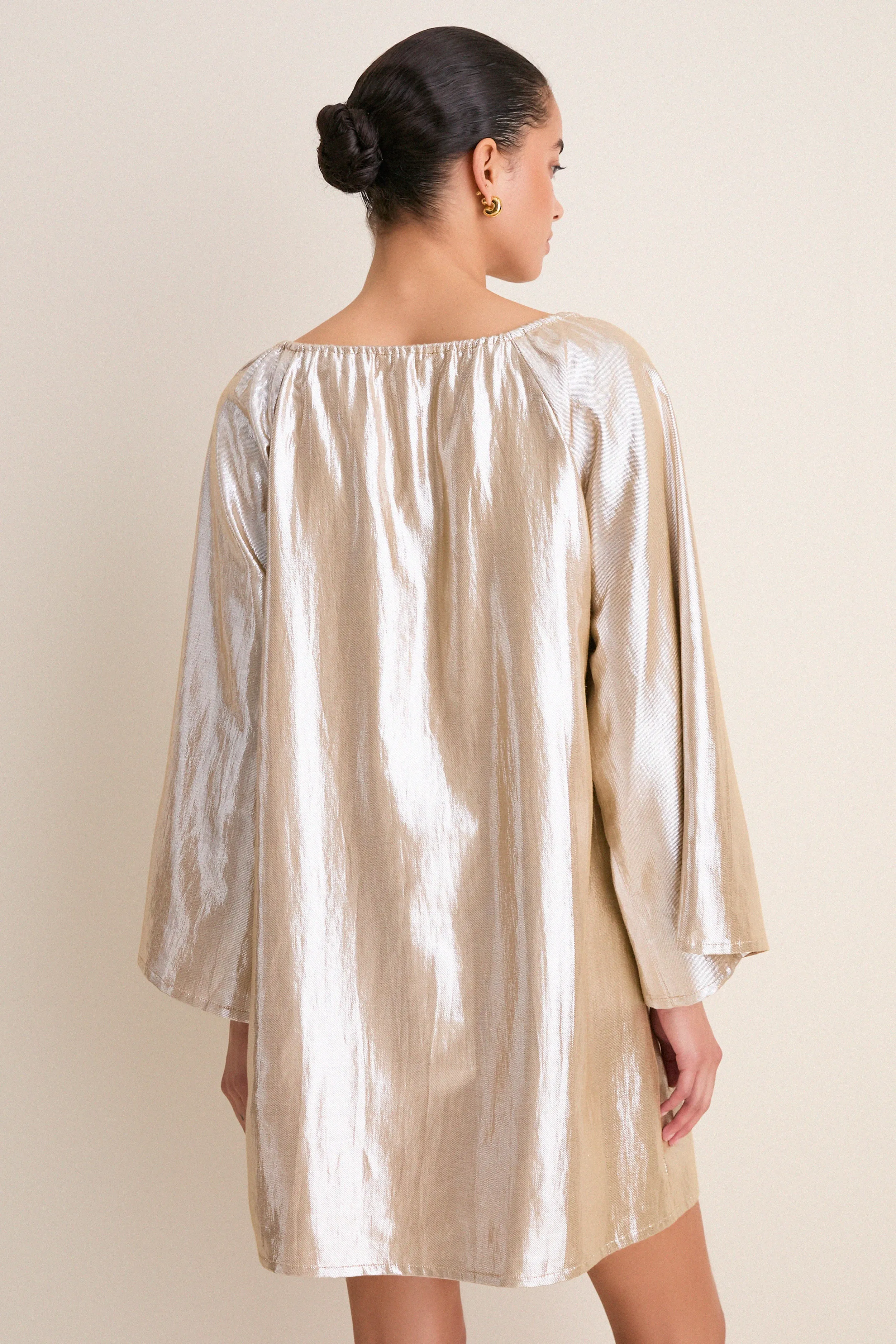 Gold Metallic Claudine Mini Dress sold by Tuckernuck product image thumbnail 4