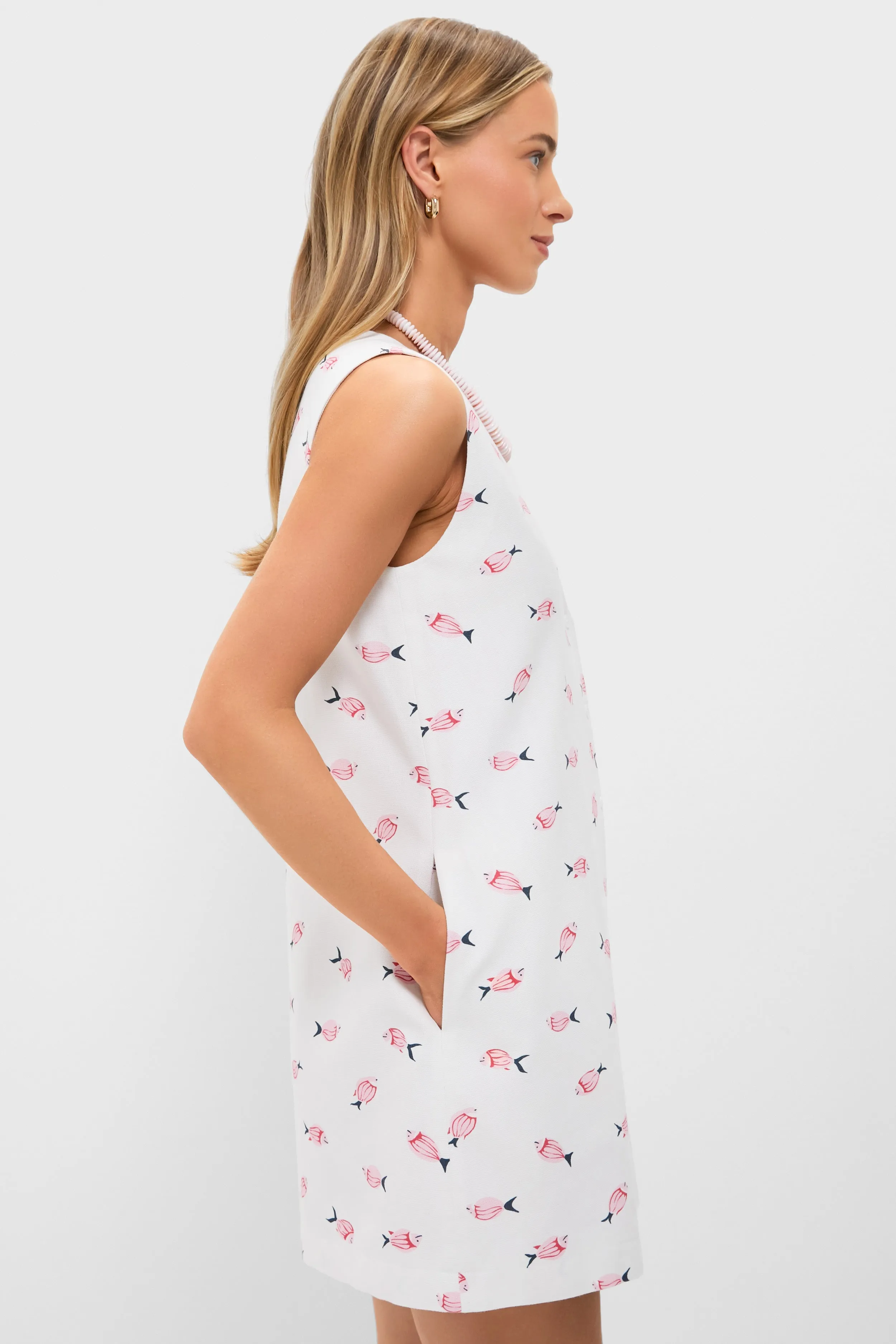 Vintage Red and Pink Fish V-Neck Mini Dress sold by Tuckernuck product image thumbnail 3