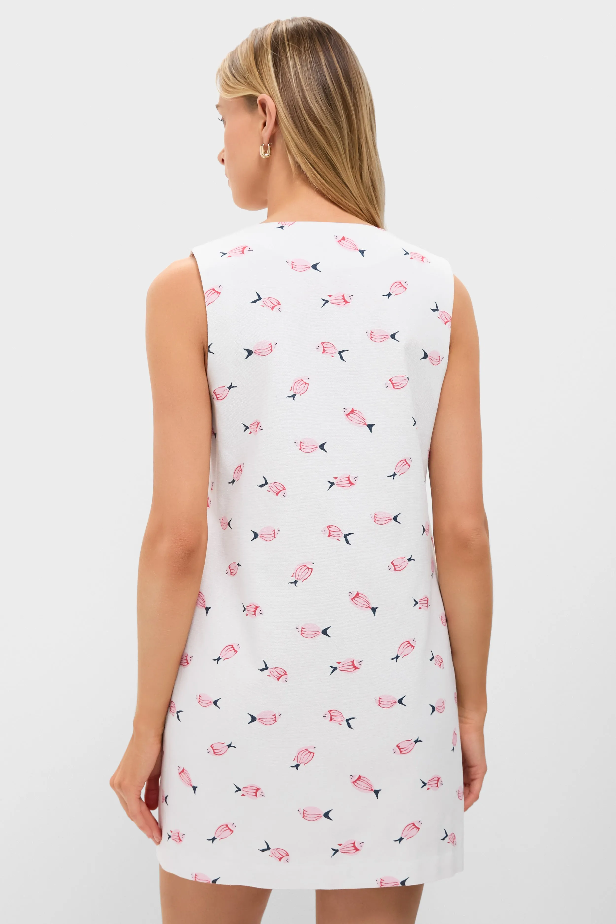 Vintage Red and Pink Fish V-Neck Mini Dress sold by Tuckernuck product image thumbnail 4
