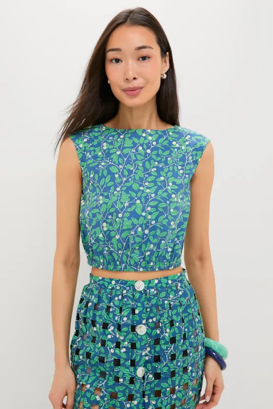 Dark Blue Limes Cinched Top made by Tuckernuck