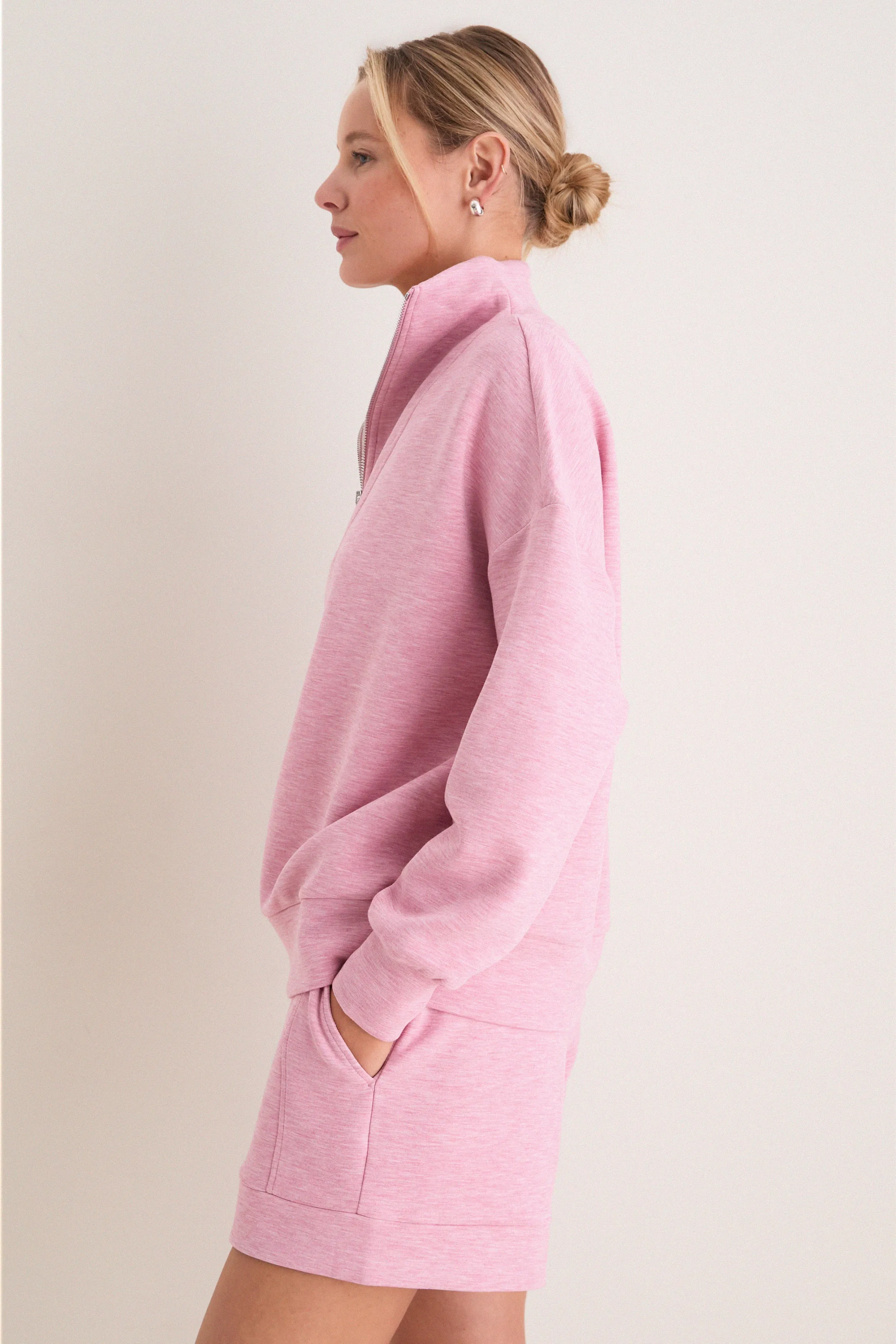 Rose Marl Hawley Half Zip Sweat sold by Tuckernuck product image thumbnail 3