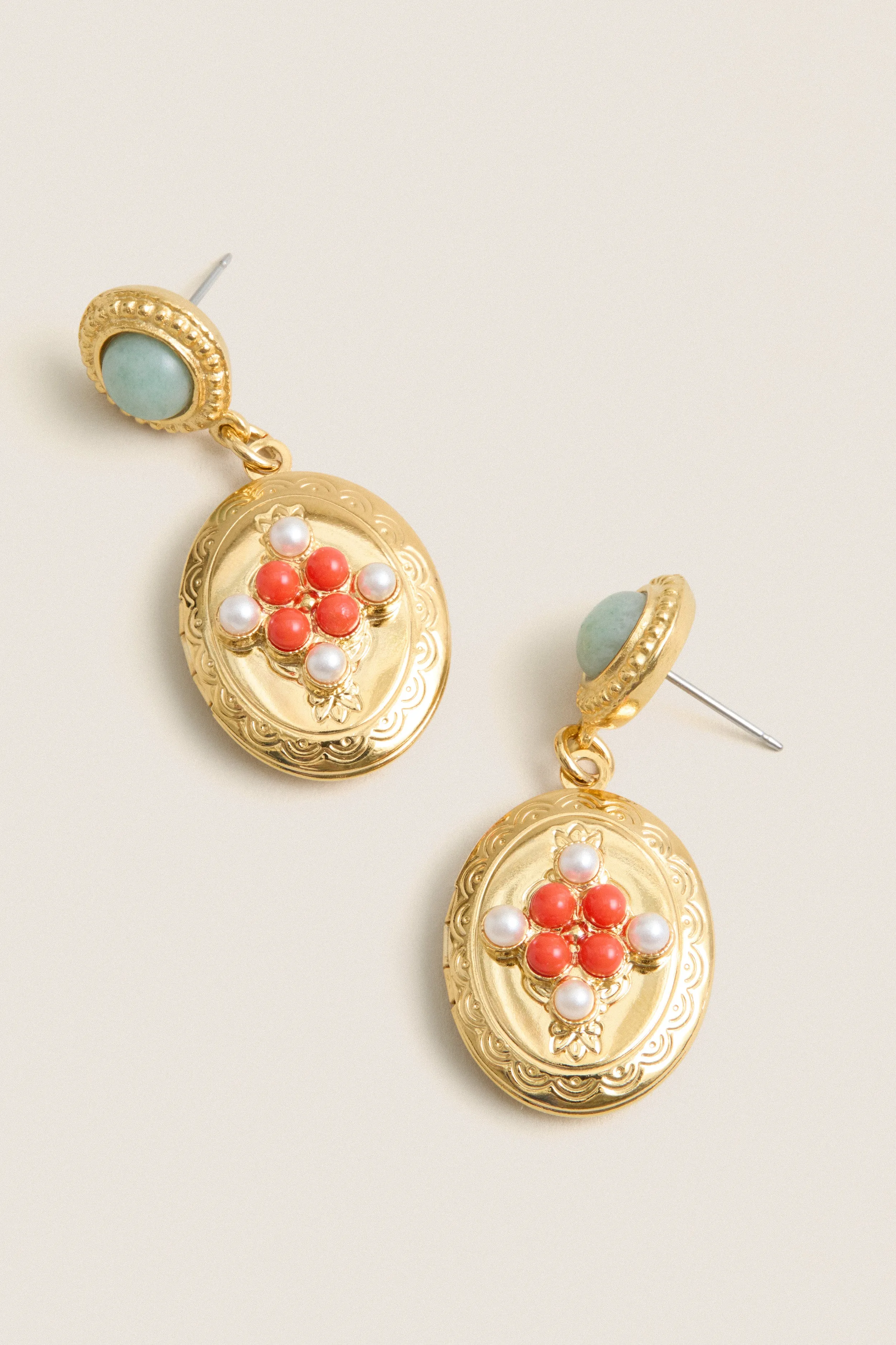 Gold Plated Frida Locket Earrings sold by Tuckernuck product image thumbnail 4