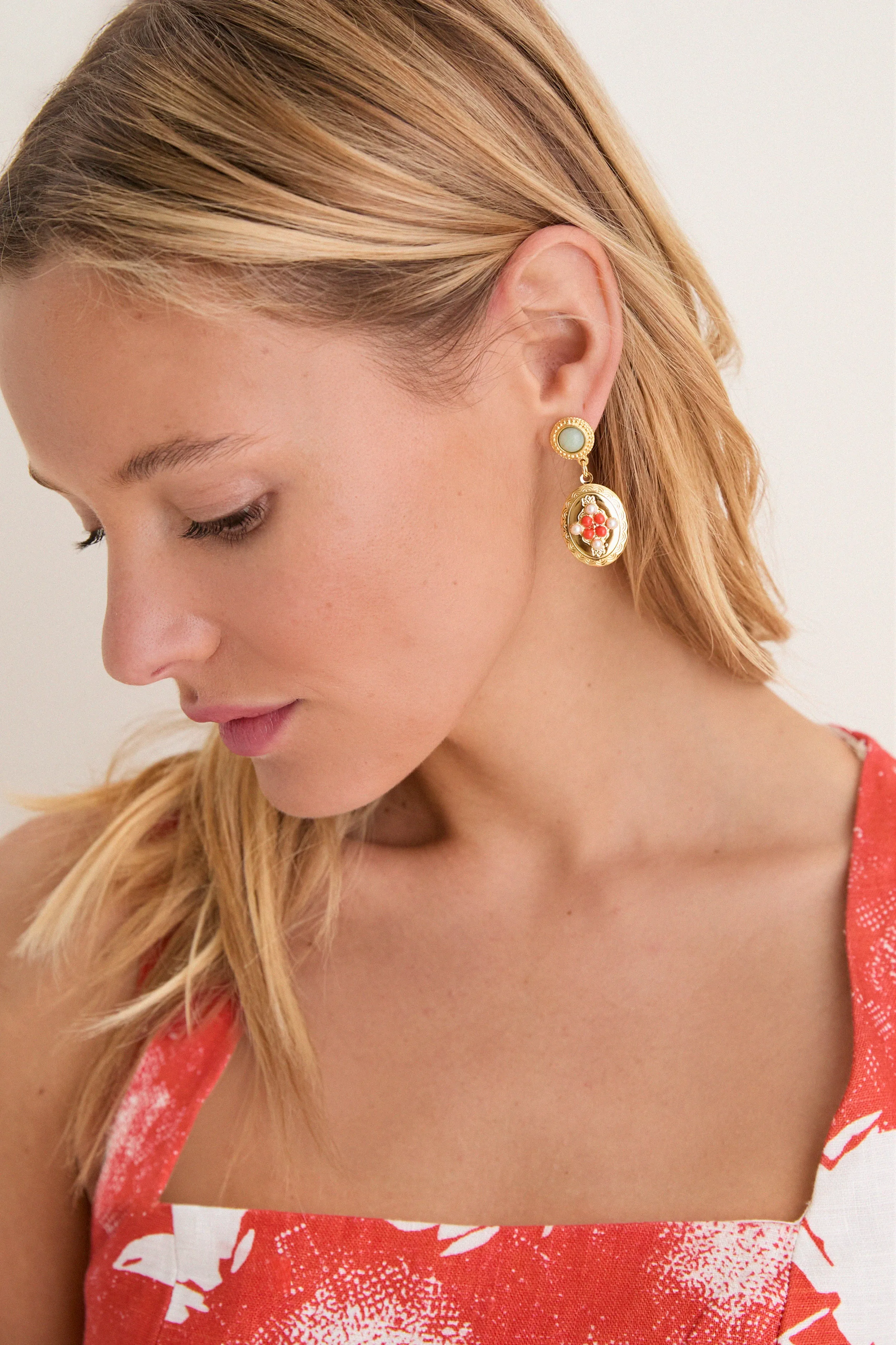 Gold Plated Frida Locket Earrings sold by Tuckernuck product image thumbnail 2