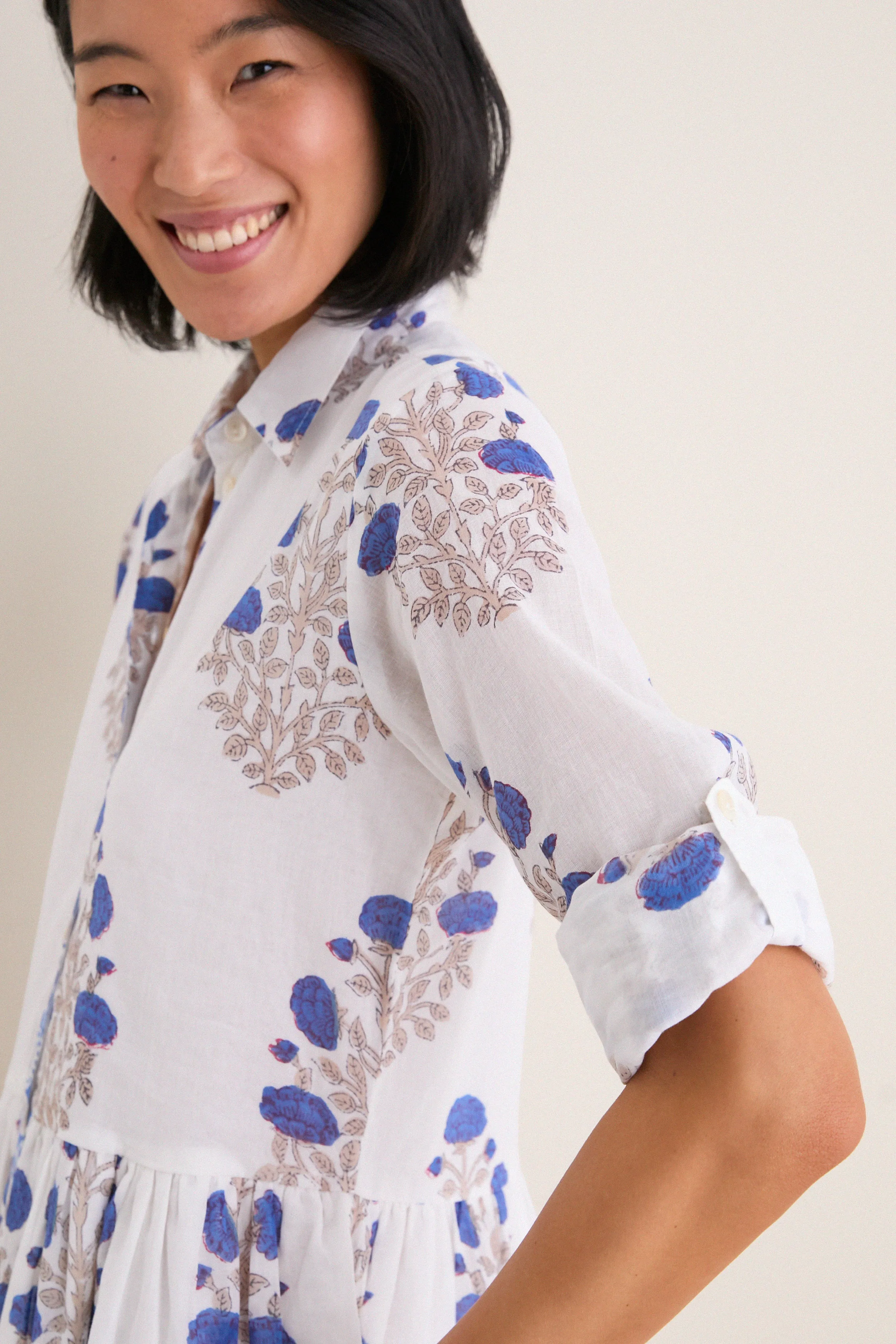 Laguna Blue Long Sleeve Mini Shirt Dress sold by Tuckernuck product image thumbnail 5
