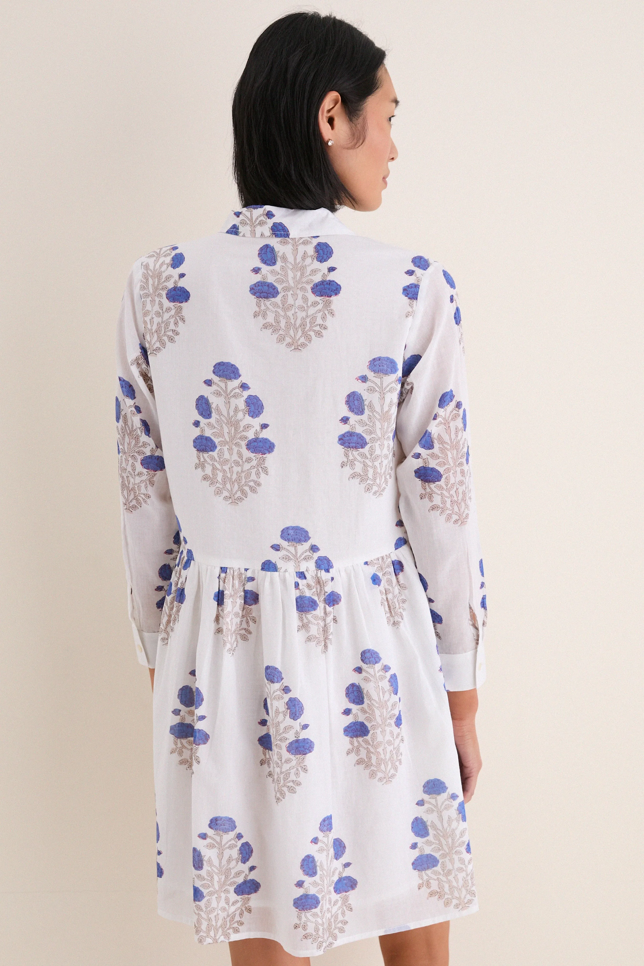 Laguna Blue Long Sleeve Mini Shirt Dress sold by Tuckernuck product image thumbnail 4