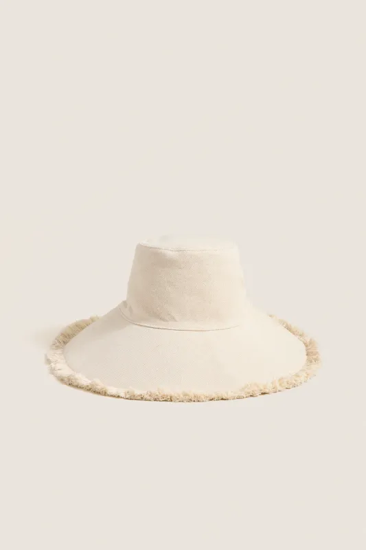 Natural Custom Fringed Canvas Packable Sunhat made by Hat Attack