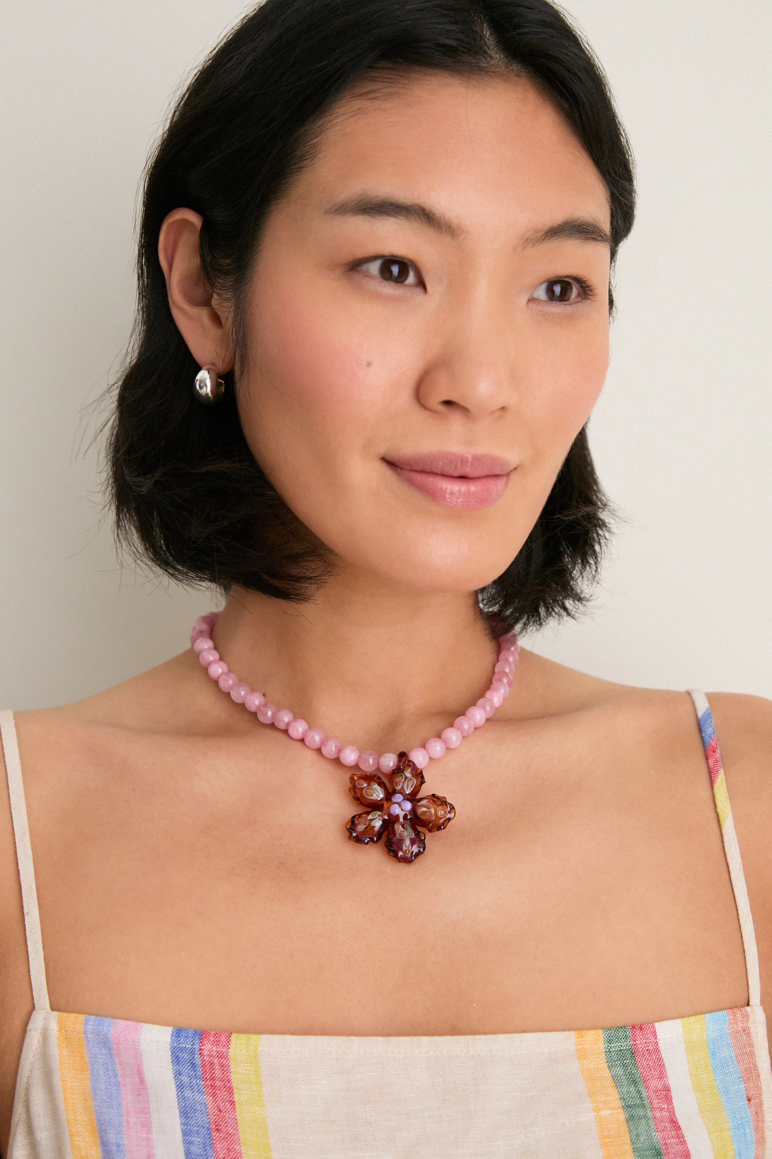 Pink and Amber Glass Betta Pendant Necklace sold by Tuckernuck product image thumbnail 5