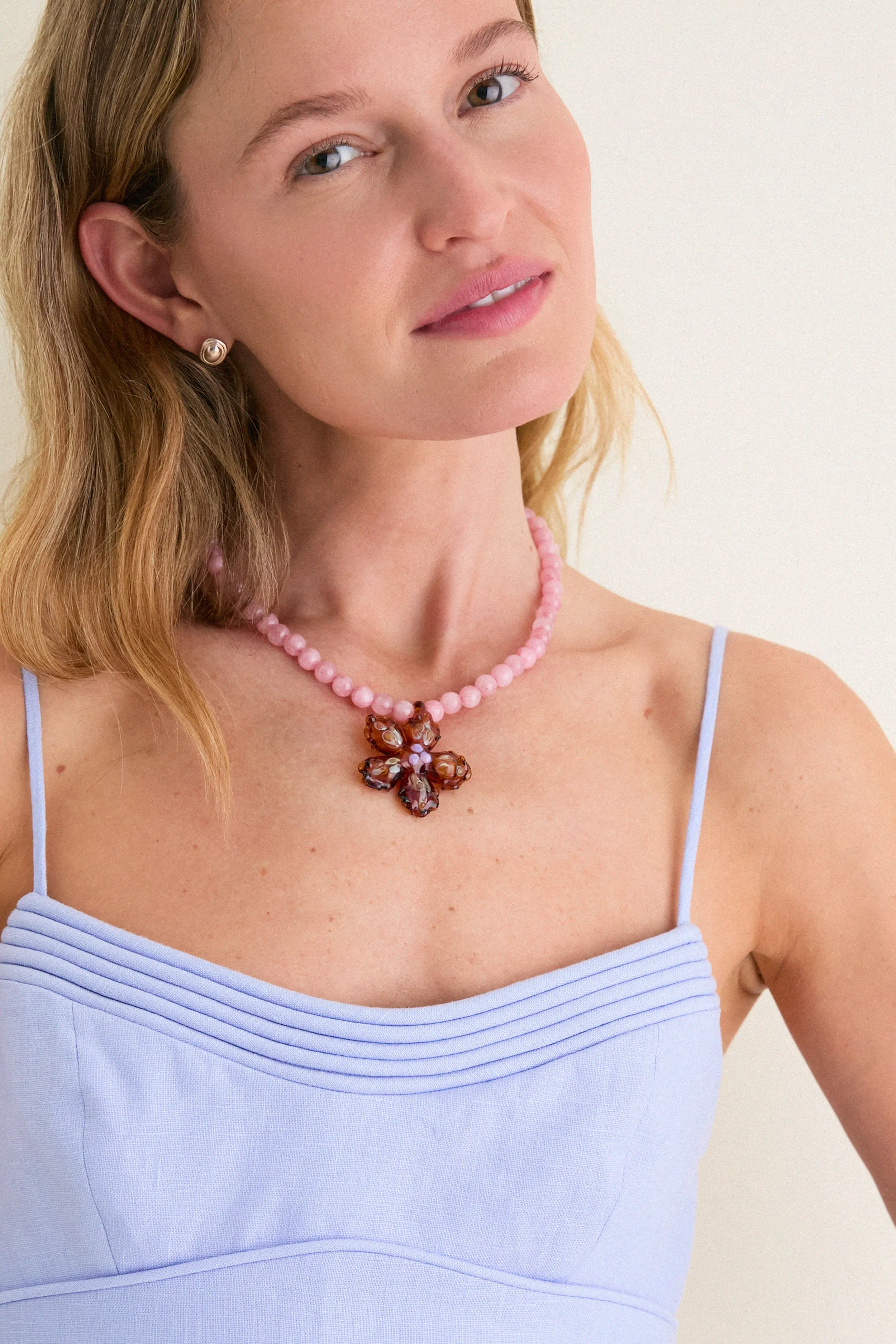Pink and Amber Glass Betta Pendant Necklace sold by Tuckernuck product image thumbnail 2