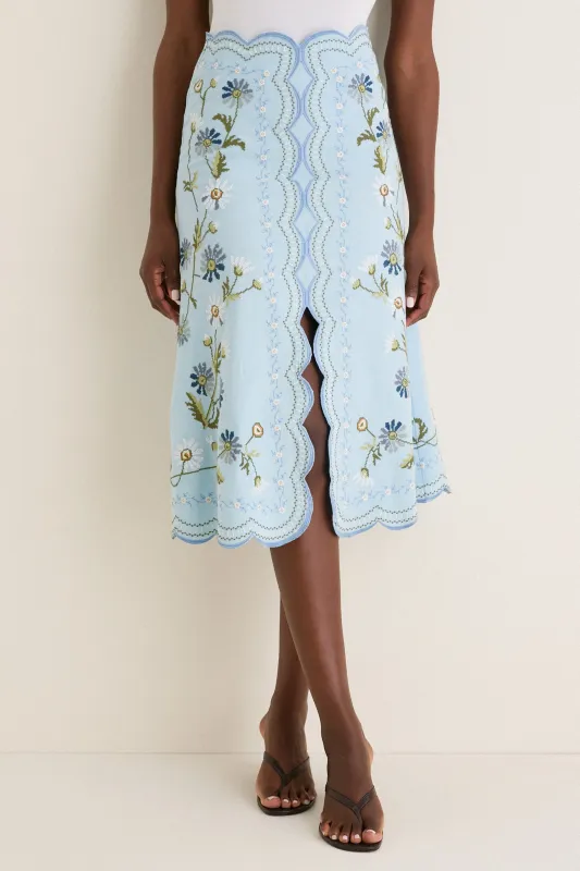 Blue Audra Embroidery Skirt made by Sea New York