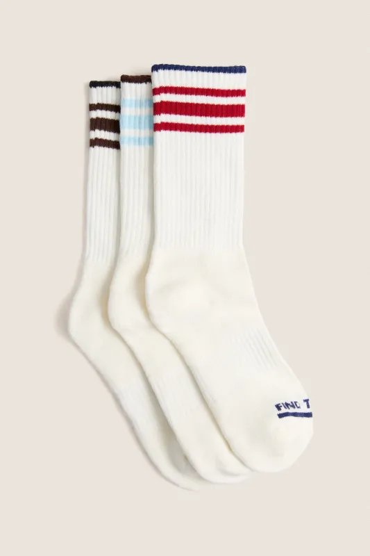 Striped Crew Sock Set of 3 made by Tuckernuck