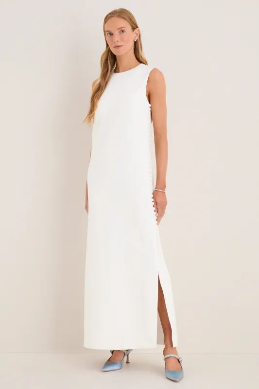 Cloud White Crepe Button Camille Maxi Dress made by Tuckernuck