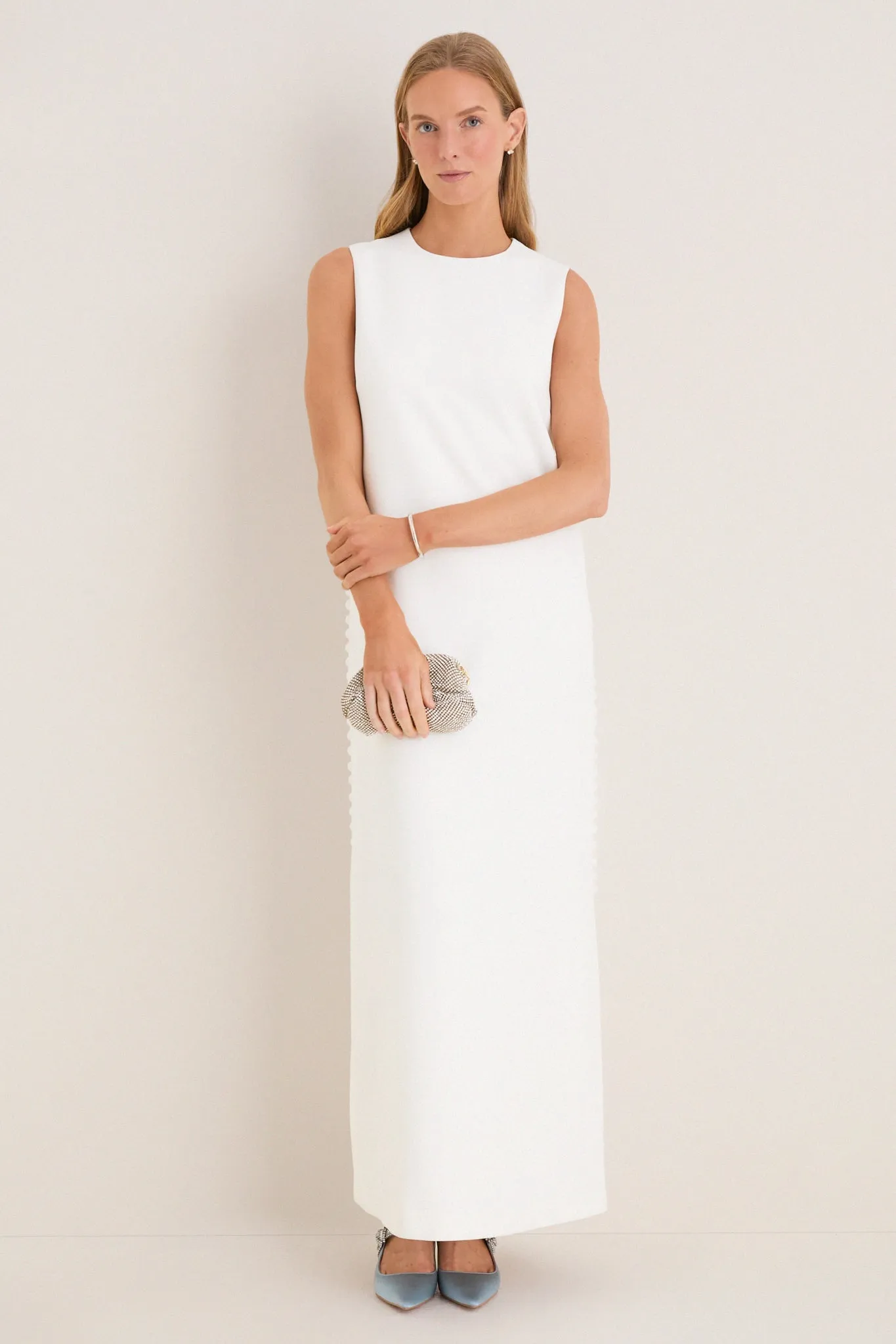 Cloud White Crepe Button Camille Maxi Dress sold by Tuckernuck product image thumbnail 2