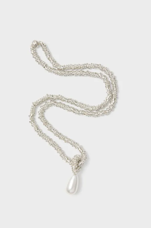Silver Pearl Drop Linea Necklace made by Tuckernuck