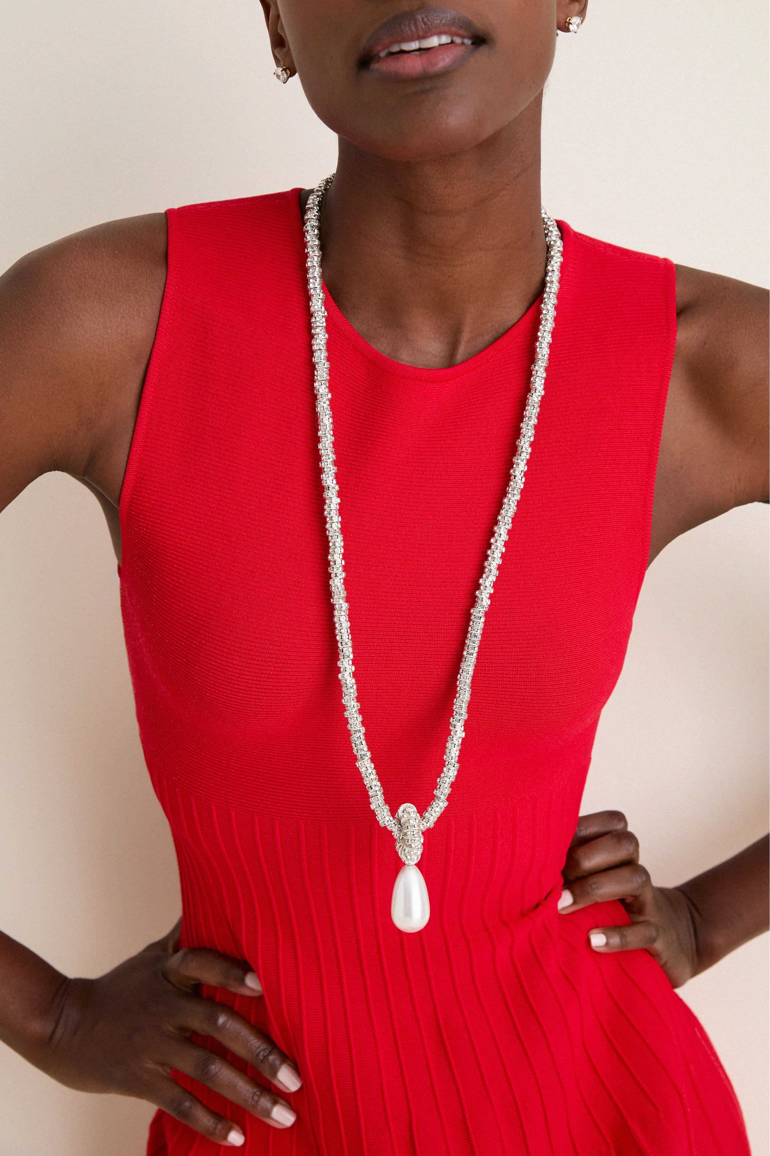 Silver Pearl Drop Linea Necklace sold by Tuckernuck product image thumbnail 2