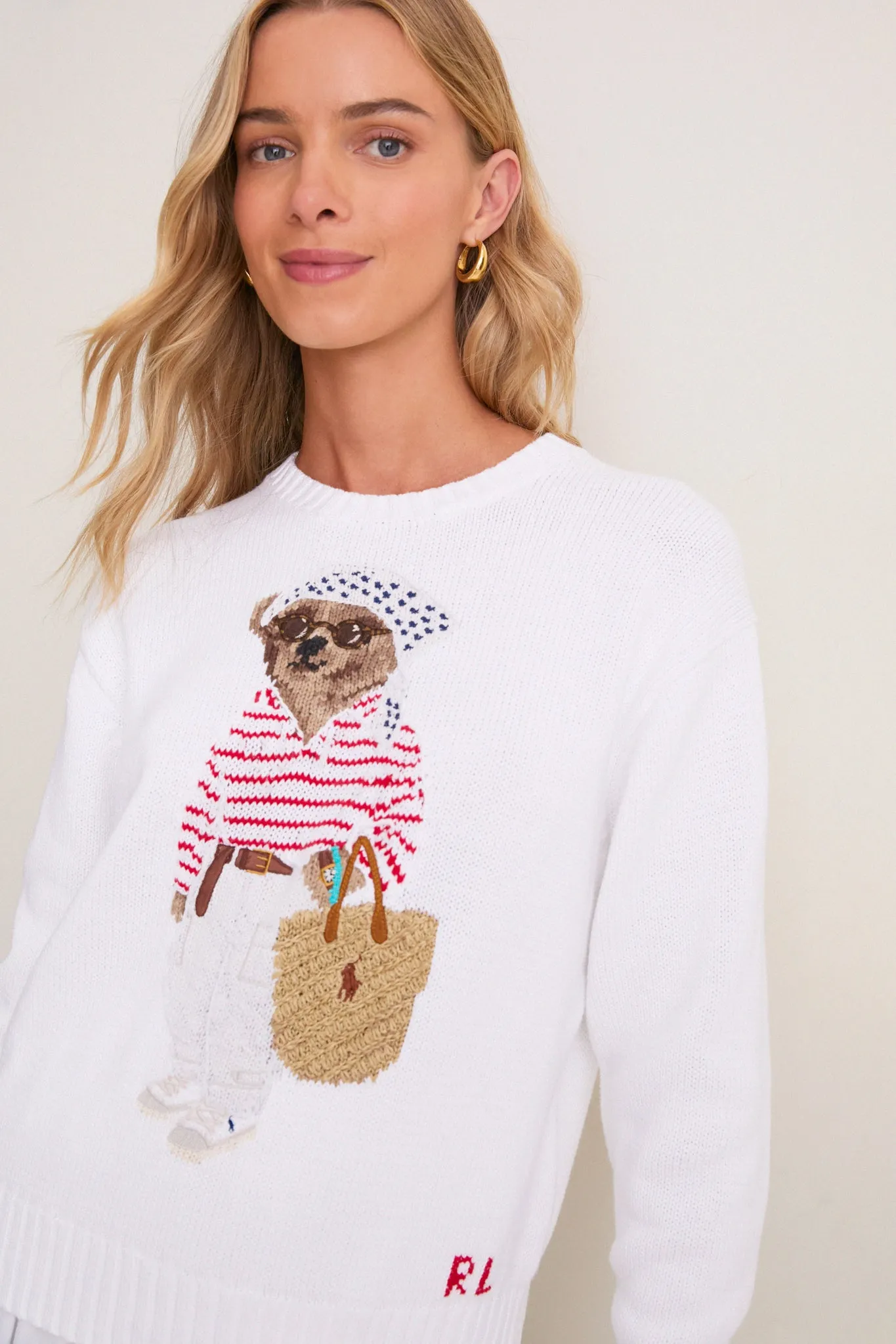 White Multi Bear Crew Neck Sweater sold by Tuckernuck product image thumbnail 5