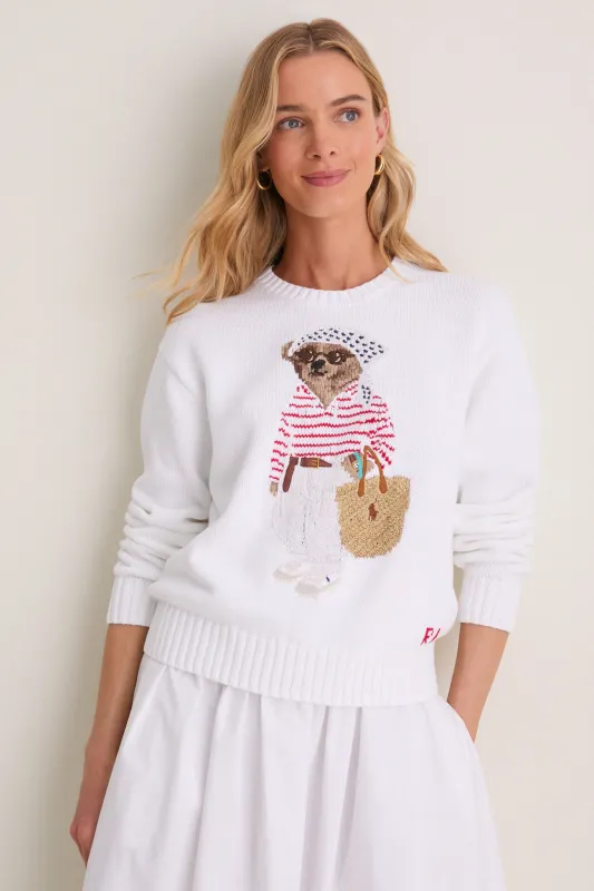 White Multi Bear Crew Neck Sweater made by Polo by Ralph Lauren