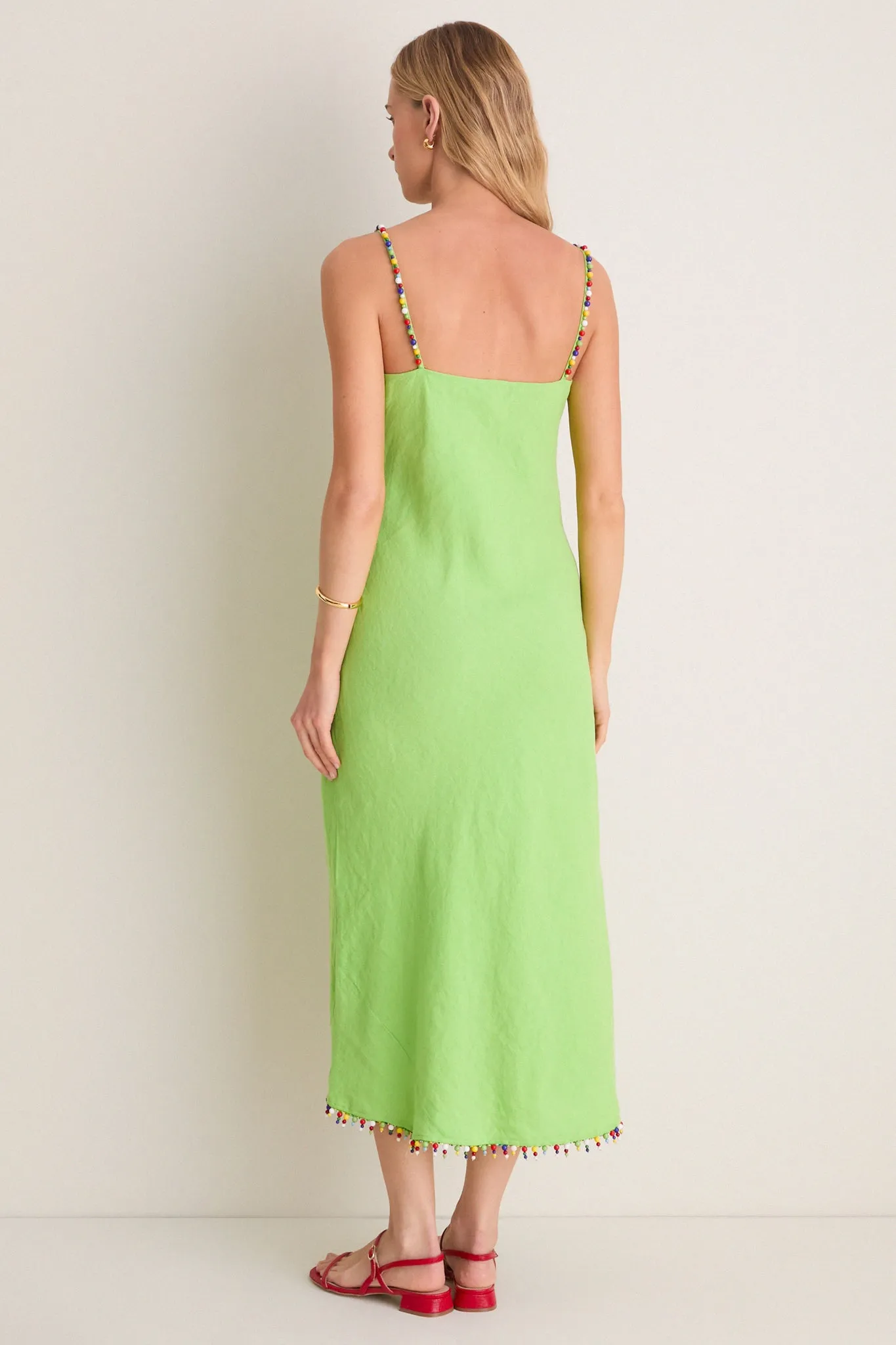 Riviera Green Linen Scoop Neck Beaded Dress sold by Tuckernuck product image thumbnail 4