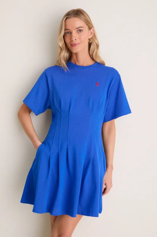 Gala Blue Knit Crew Neck Short Sleeve Dress made by Polo by Ralph Lauren