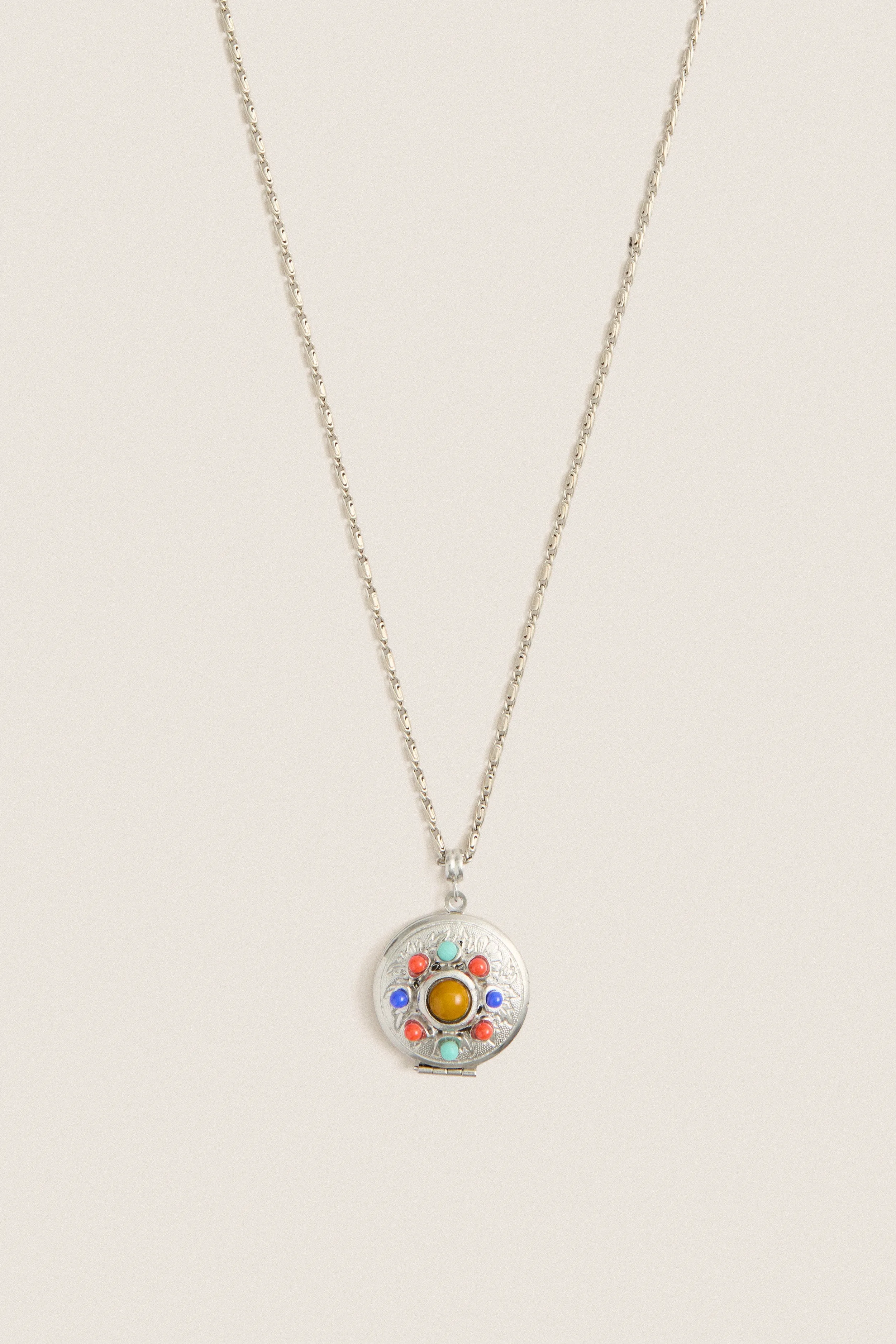 Silver Plated Chain Necklace with Round Locket Pendant sold by Tuckernuck product image thumbnail 5