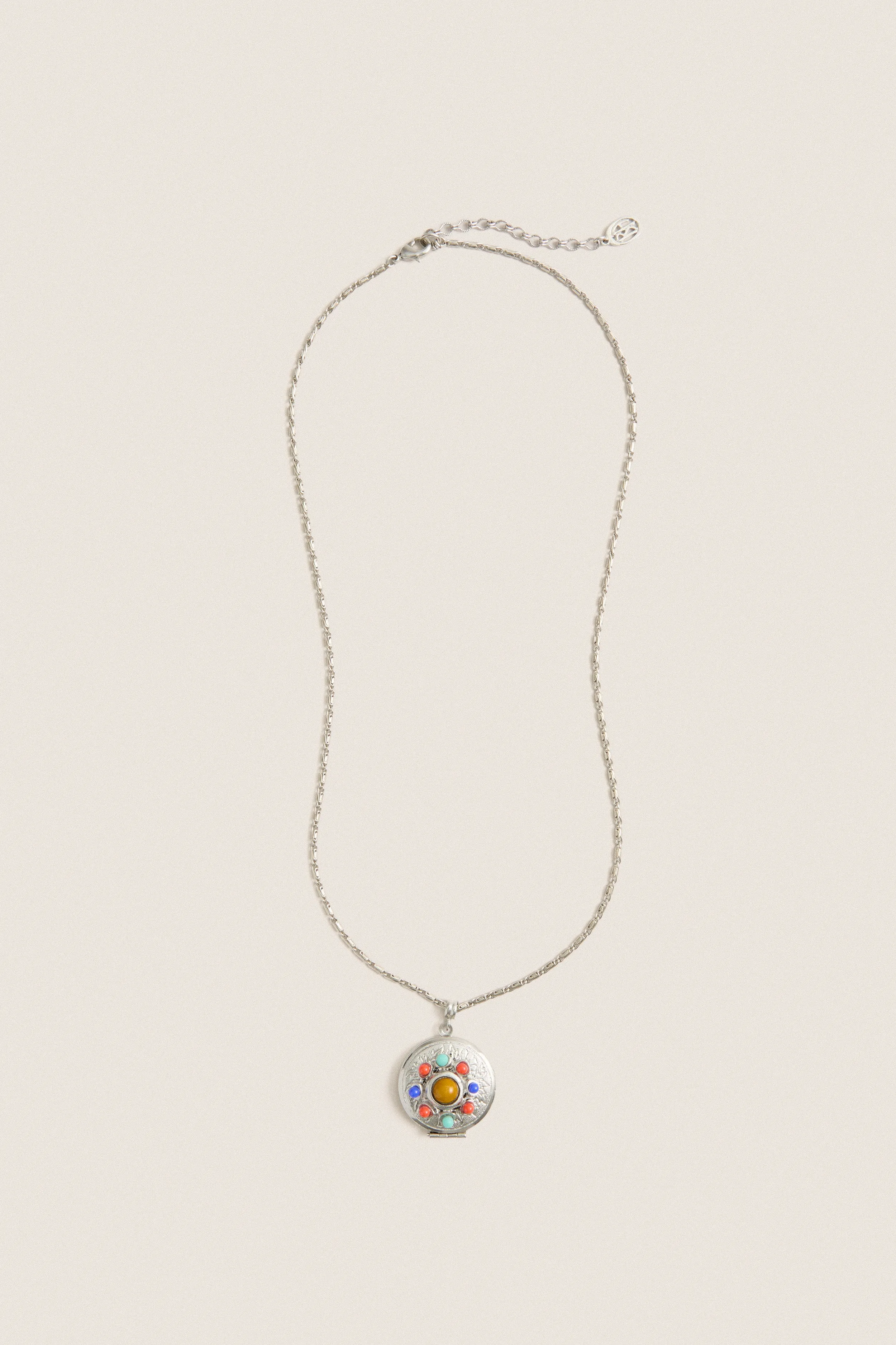 Silver Plated Chain Necklace with Round Locket Pendant sold by Tuckernuck