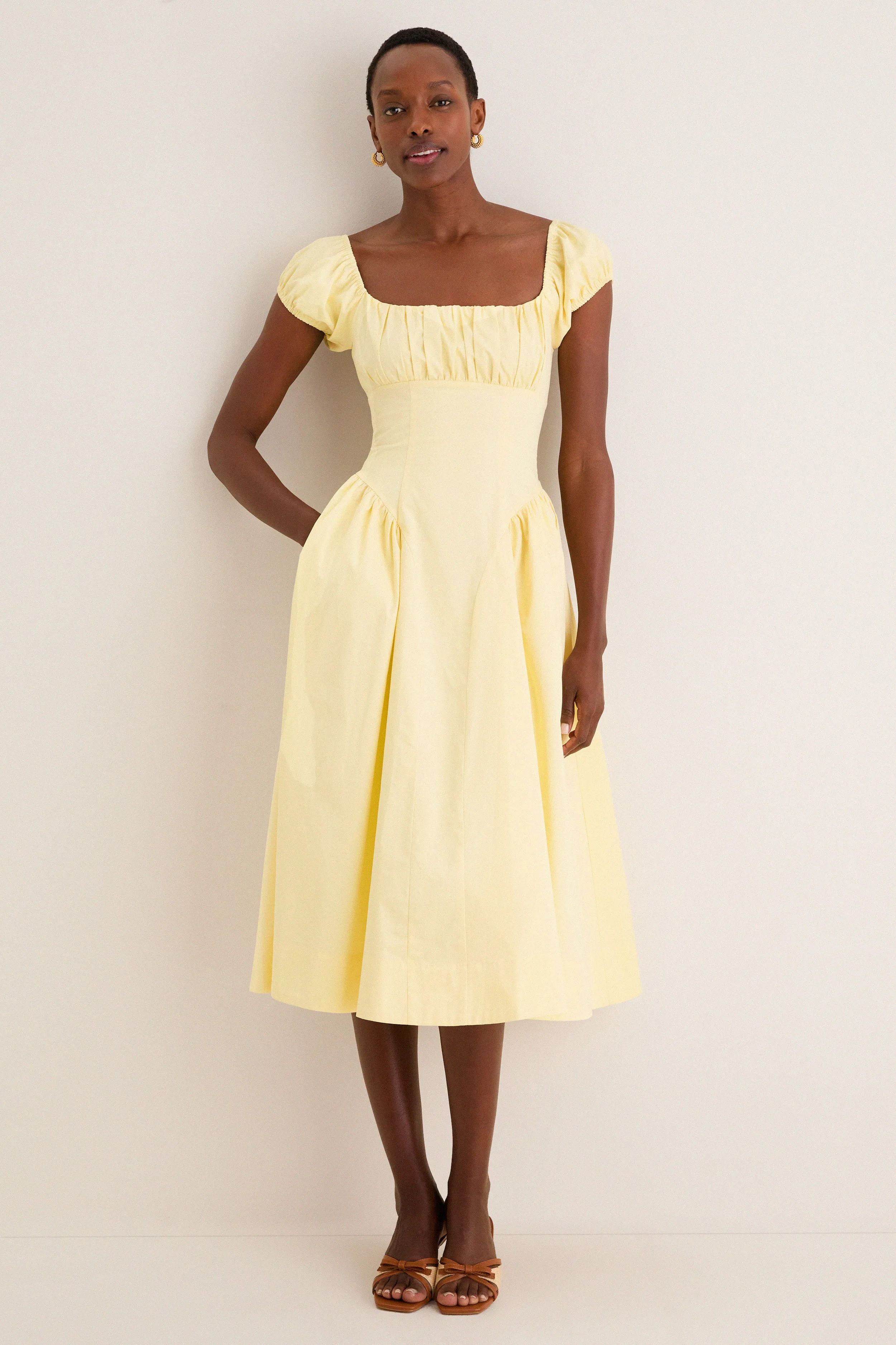 Yellow Adilene Midi Dress sold by Tuckernuck