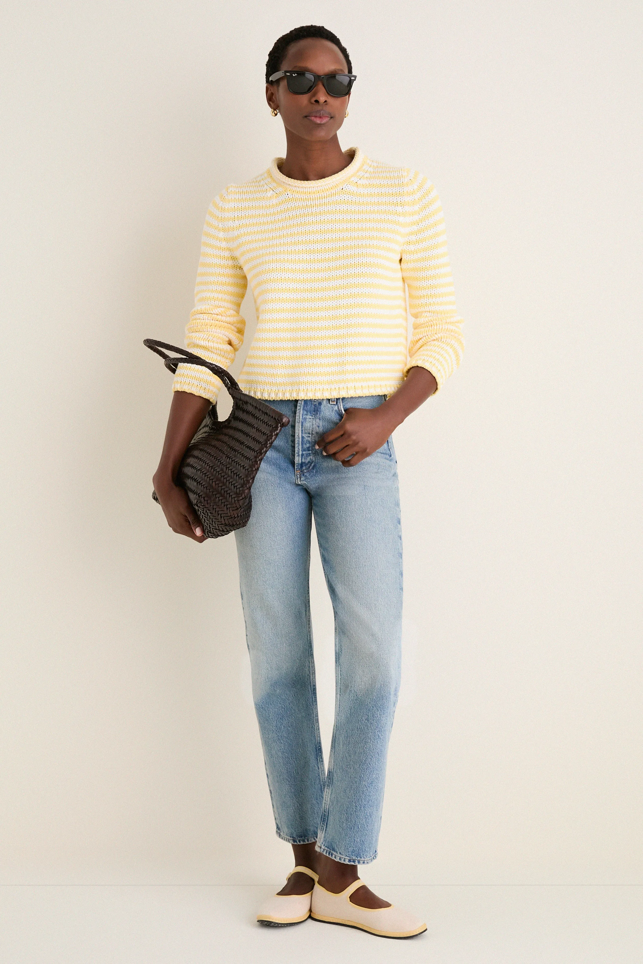 Sunshine and Cream Fine Stripe Mini Marina Sweater sold by Tuckernuck product image thumbnail 2