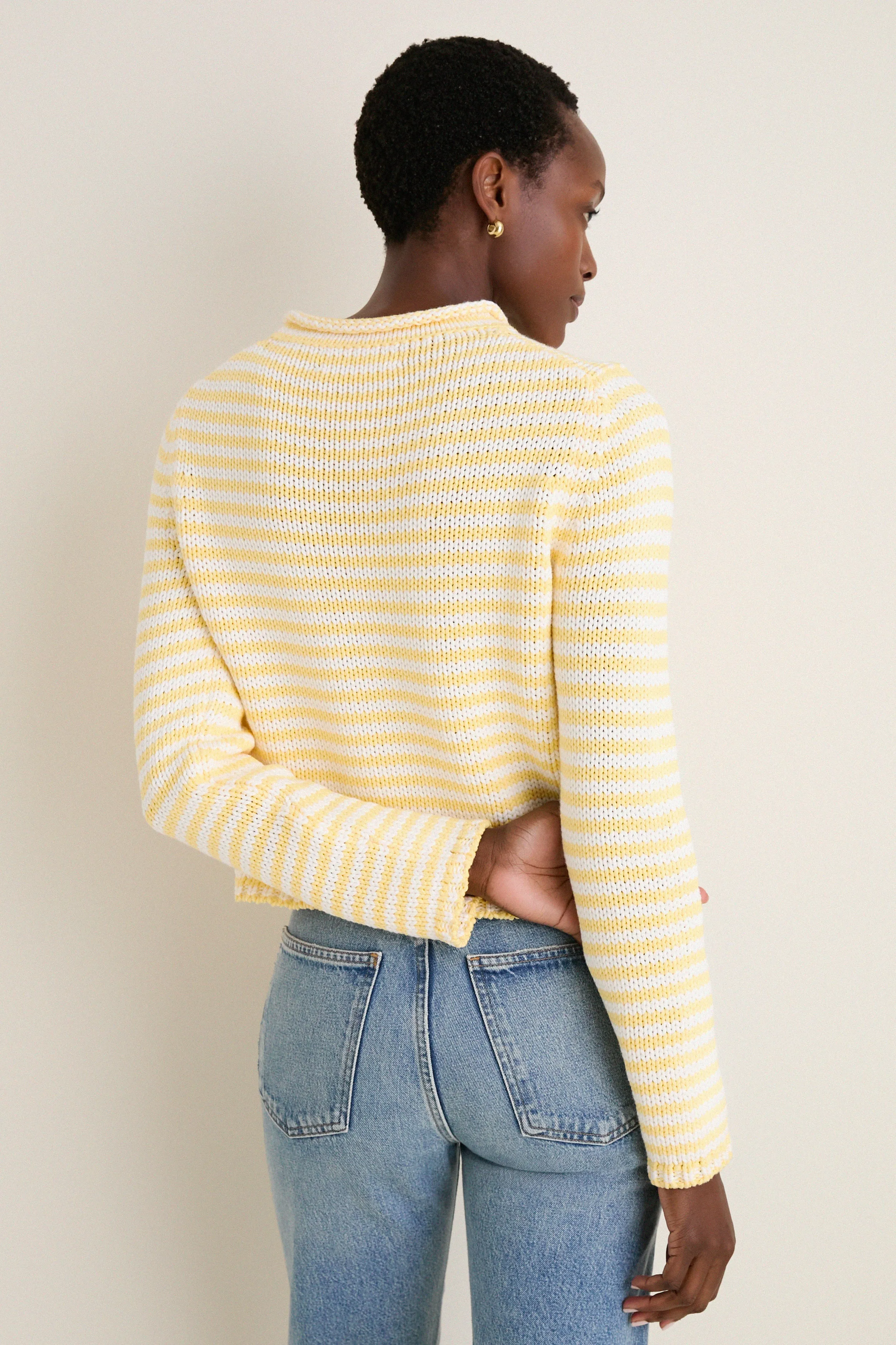 Sunshine and Cream Fine Stripe Mini Marina Sweater sold by Tuckernuck product image thumbnail 4