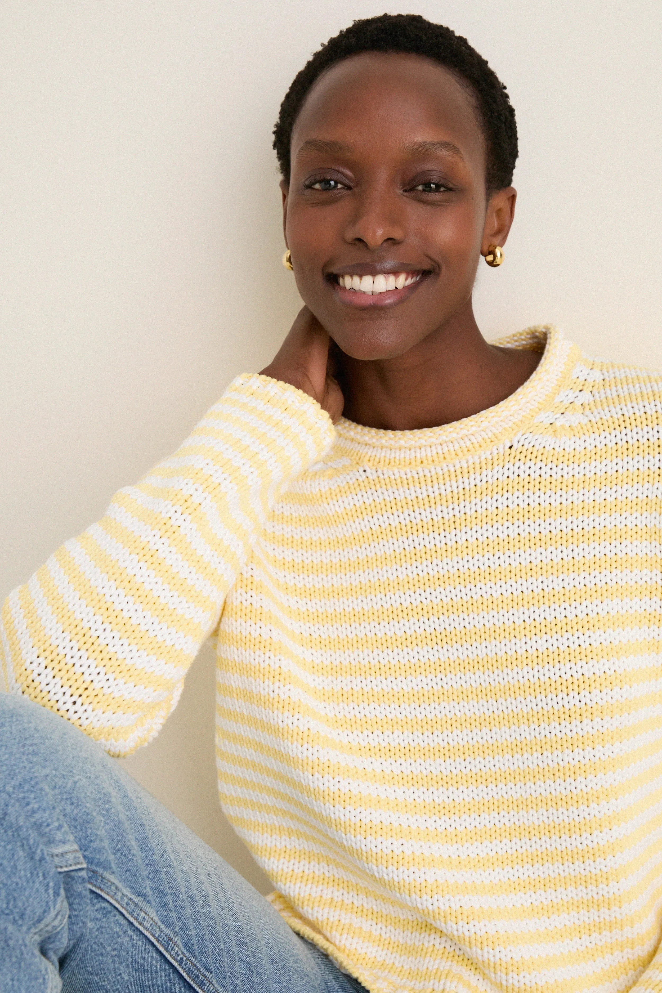 Sunshine and Cream Fine Stripe Mini Marina Sweater sold by Tuckernuck product image thumbnail 5