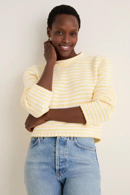 Sunshine and Cream Fine Stripe Mini Marina Sweater made by La Ligne