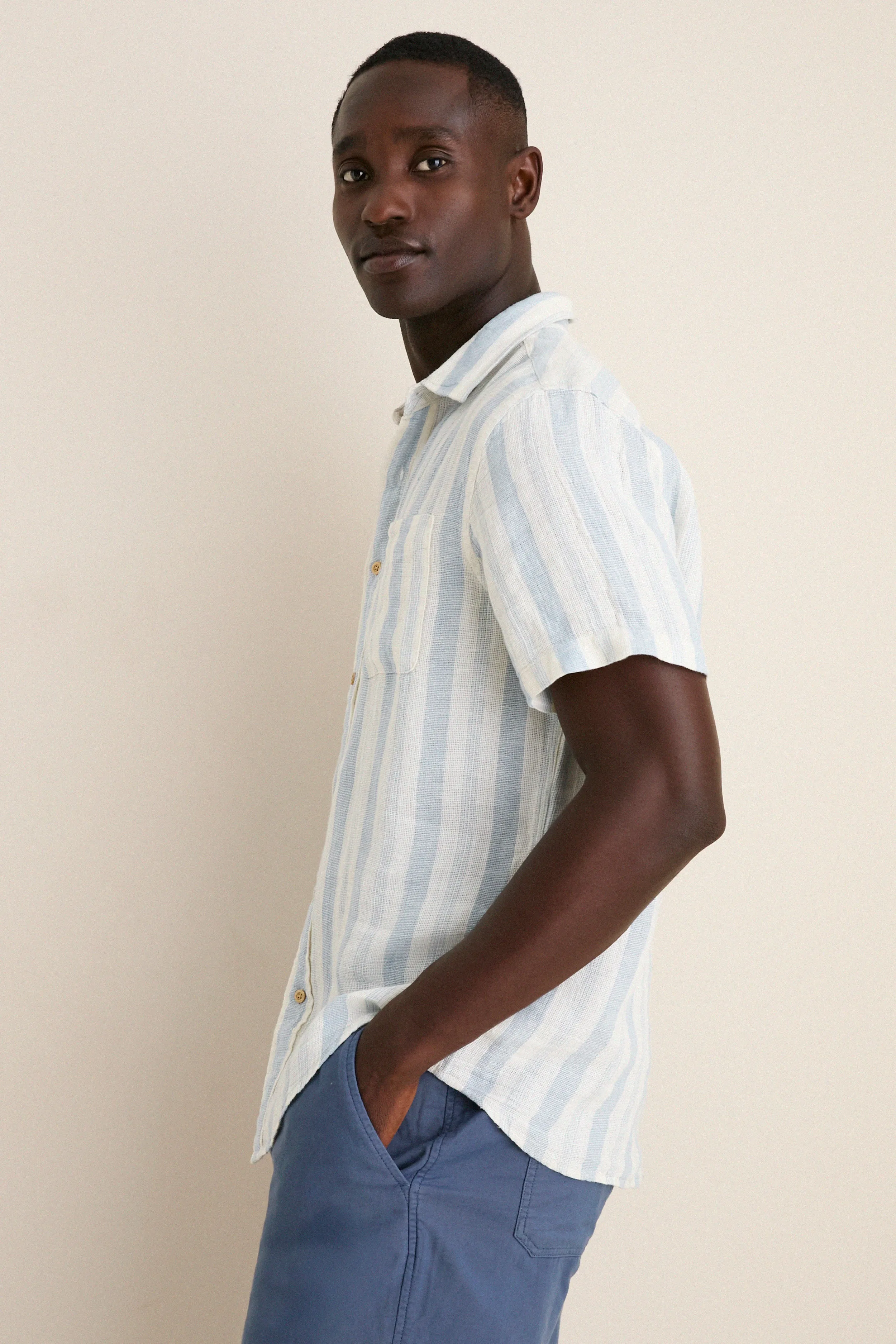 Island Blue Stripe Palma Linen Shirt sold by Tuckernuck product image thumbnail 3