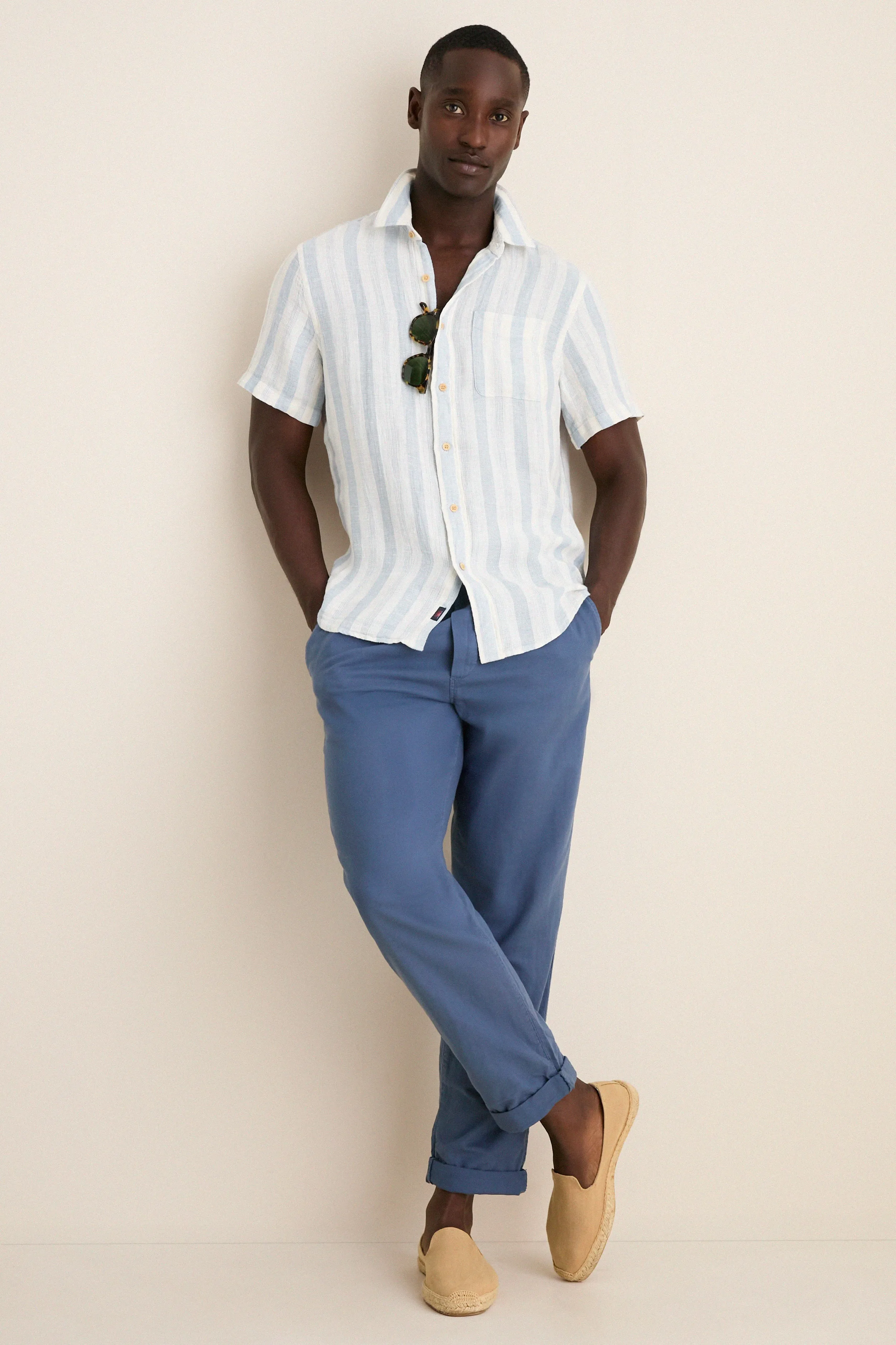 Island Blue Stripe Palma Linen Shirt sold by Tuckernuck product image thumbnail 2