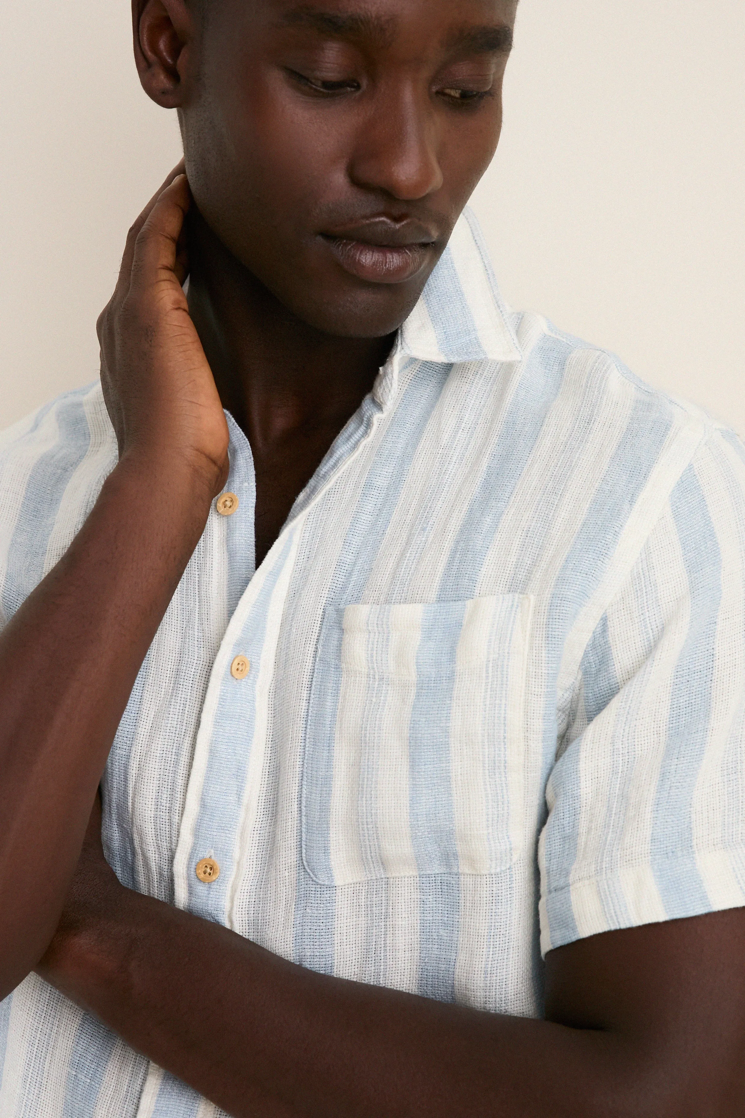 Island Blue Stripe Palma Linen Shirt sold by Tuckernuck product image thumbnail 5