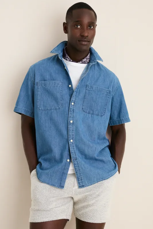 Chambray Ashbrooke Short Sleeve Shirt made by Barbour