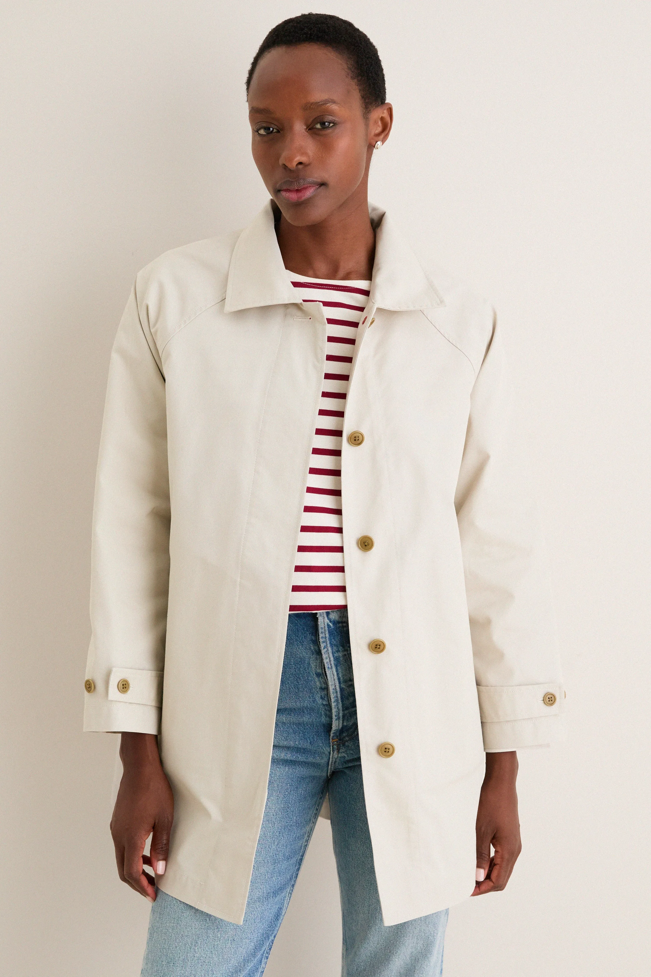 Stone Madeleine Trench in Cotton Blend sold by Tuckernuck