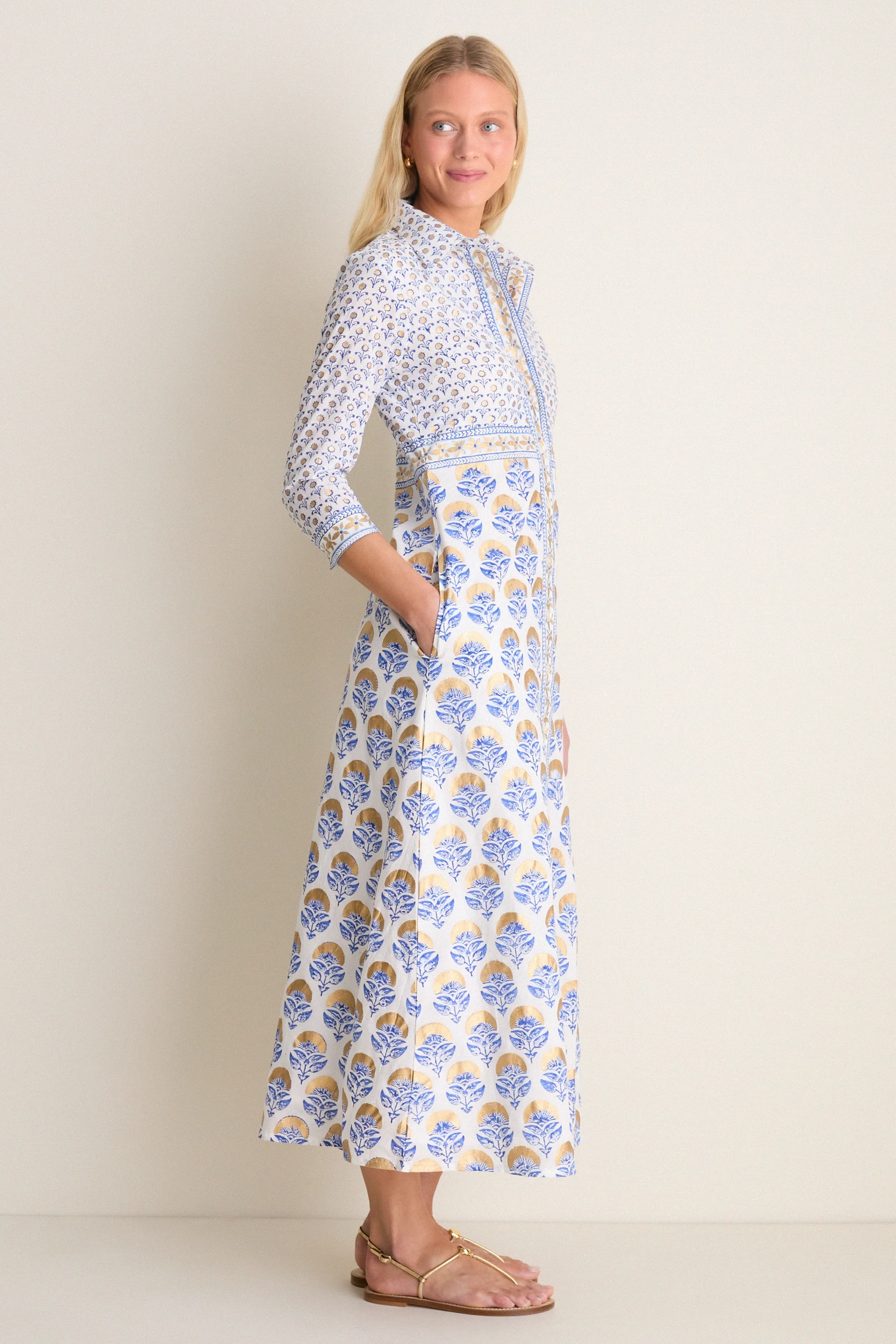 Arbor Blue Maxi Shirt Dress sold by Tuckernuck product image thumbnail 3