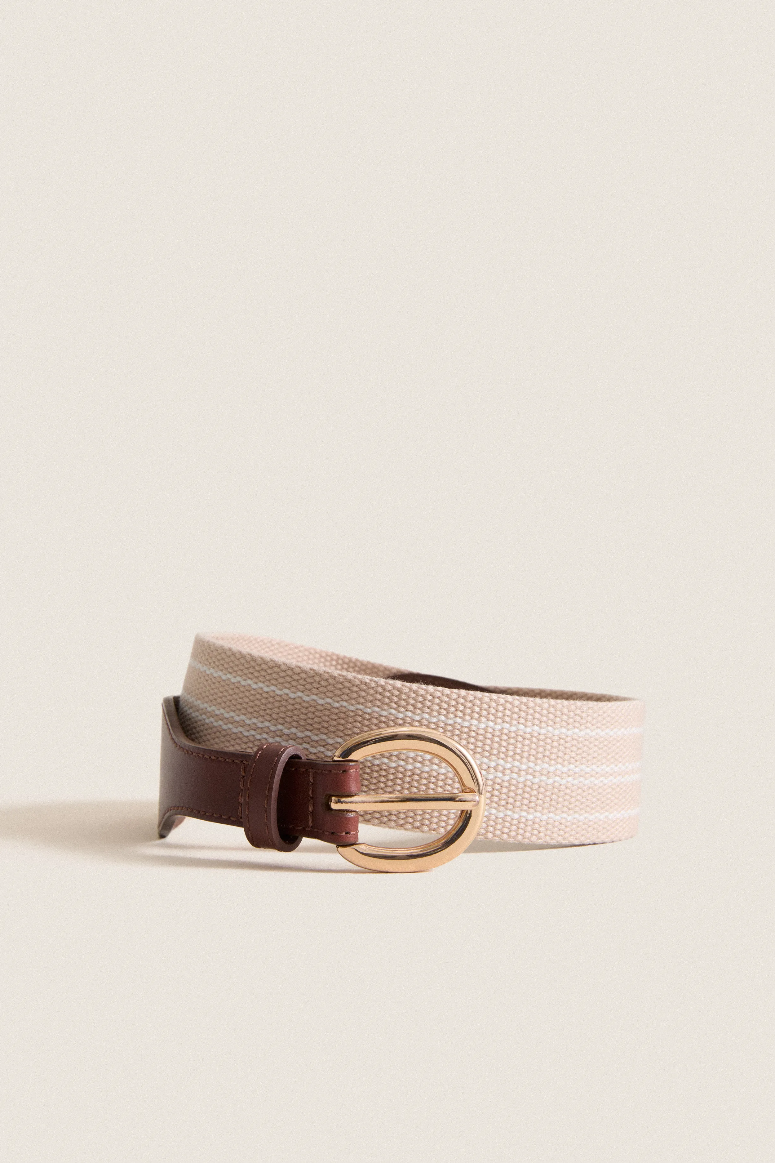 Tan and White Woven Strap Belt sold by Tuckernuck