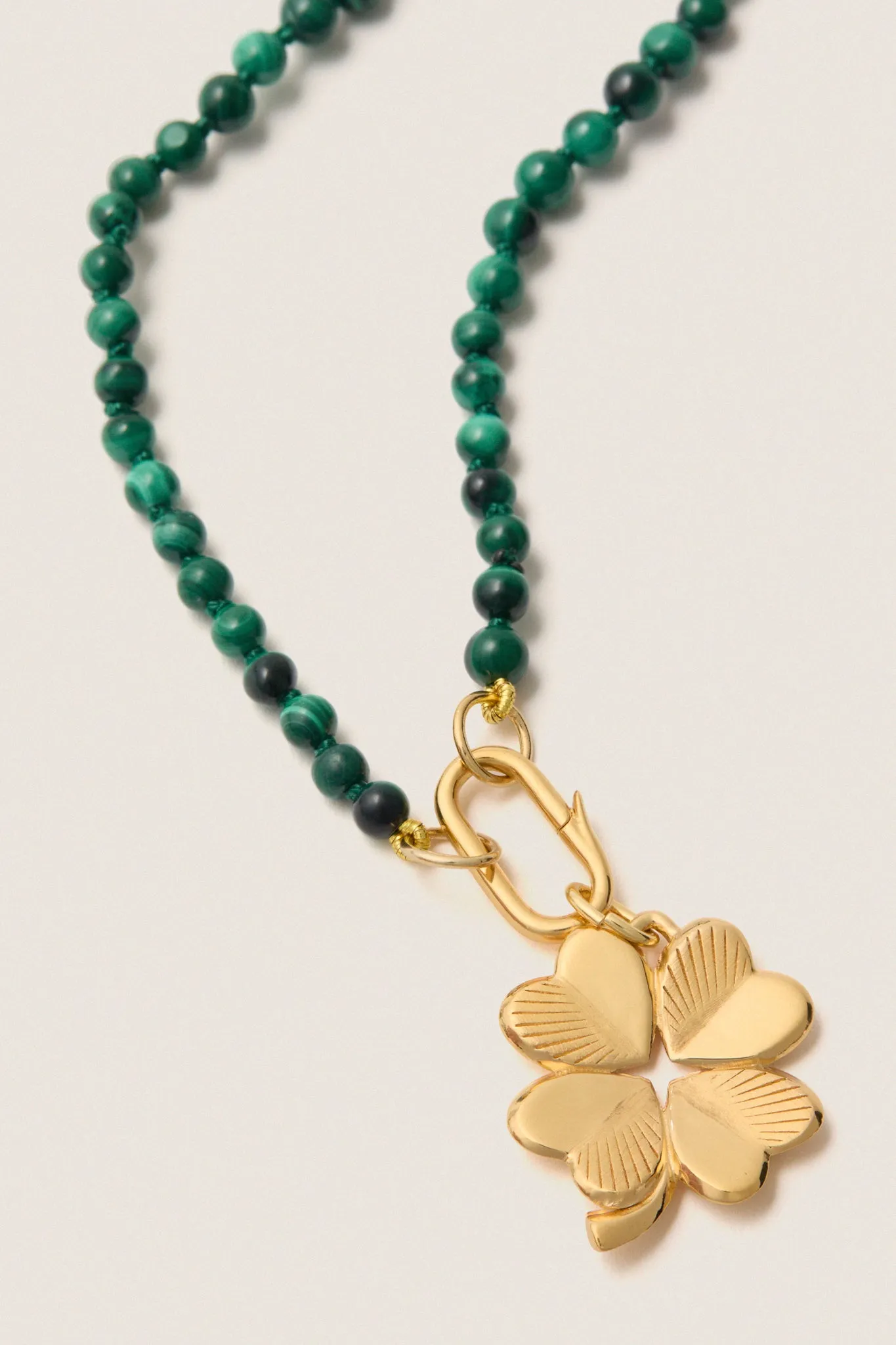 Malachite Knotted Gemstone Strand with Small Luck and Love Clover sold by Tuckernuck product image thumbnail 4