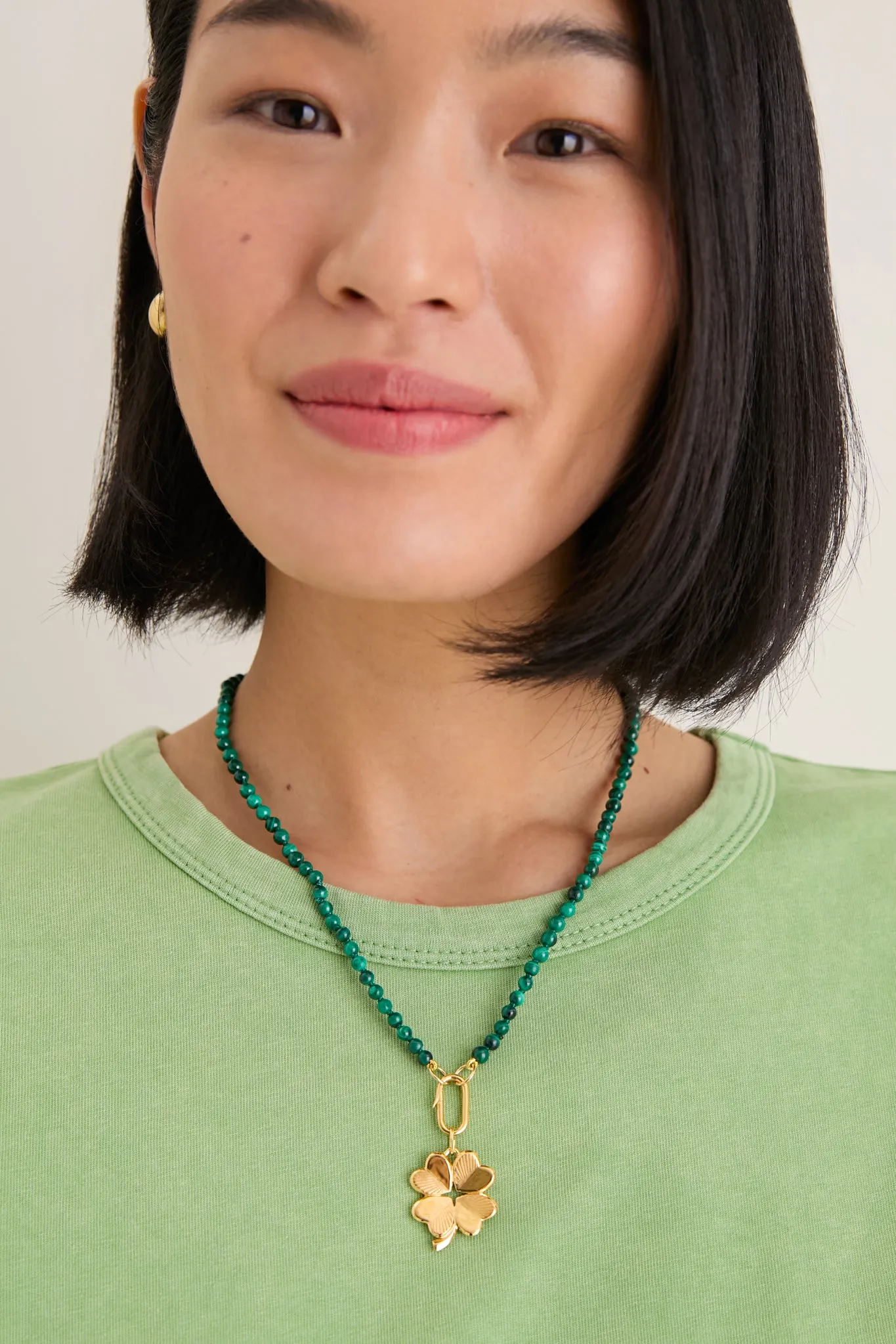 Malachite Knotted Gemstone Strand with Small Luck and Love Clover sold by Tuckernuck product image thumbnail 2