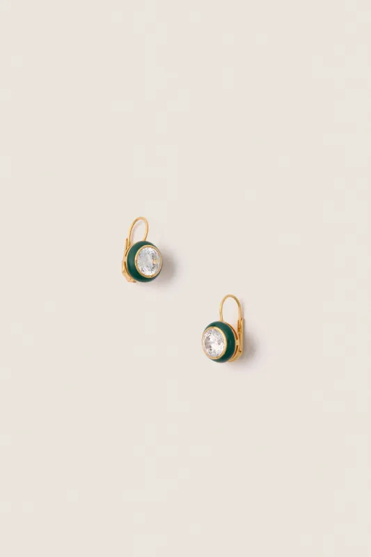 Green Enamel Bezel Drop Earrings made by HART