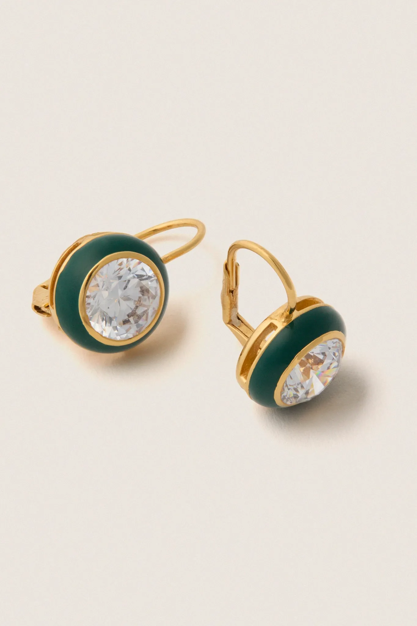 Green Enamel Bezel Drop Earrings sold by Tuckernuck product image thumbnail 4
