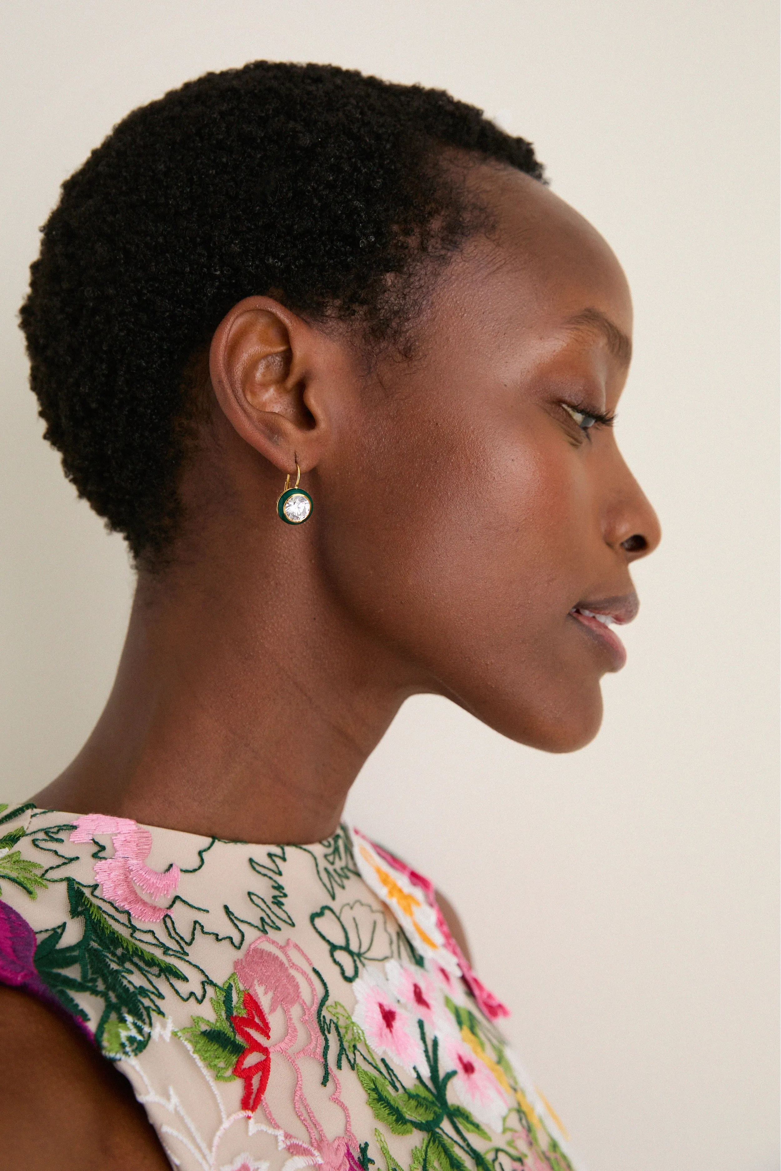 Green Enamel Bezel Drop Earrings sold by Tuckernuck product image thumbnail 2