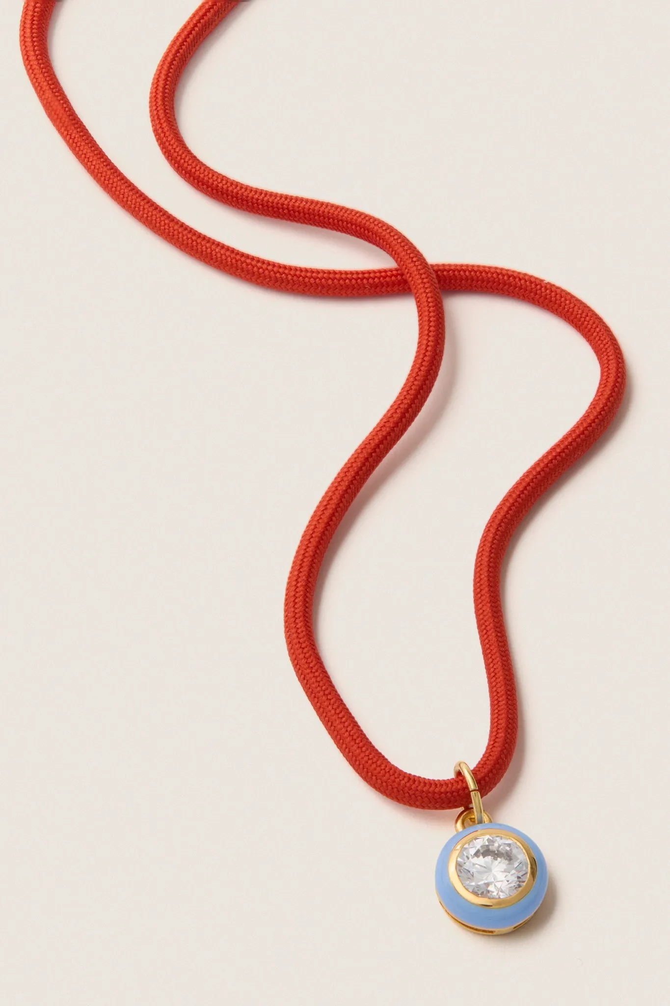 Coral Red Necklace Cord with Blue Bezel Charm sold by Tuckernuck product image thumbnail 5