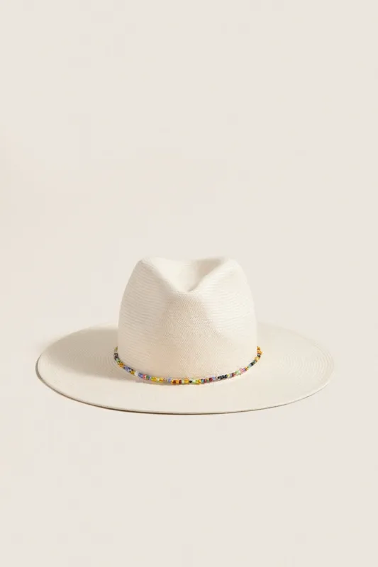 White and Multi Charlotte Traveler Hat made by Hat Attack