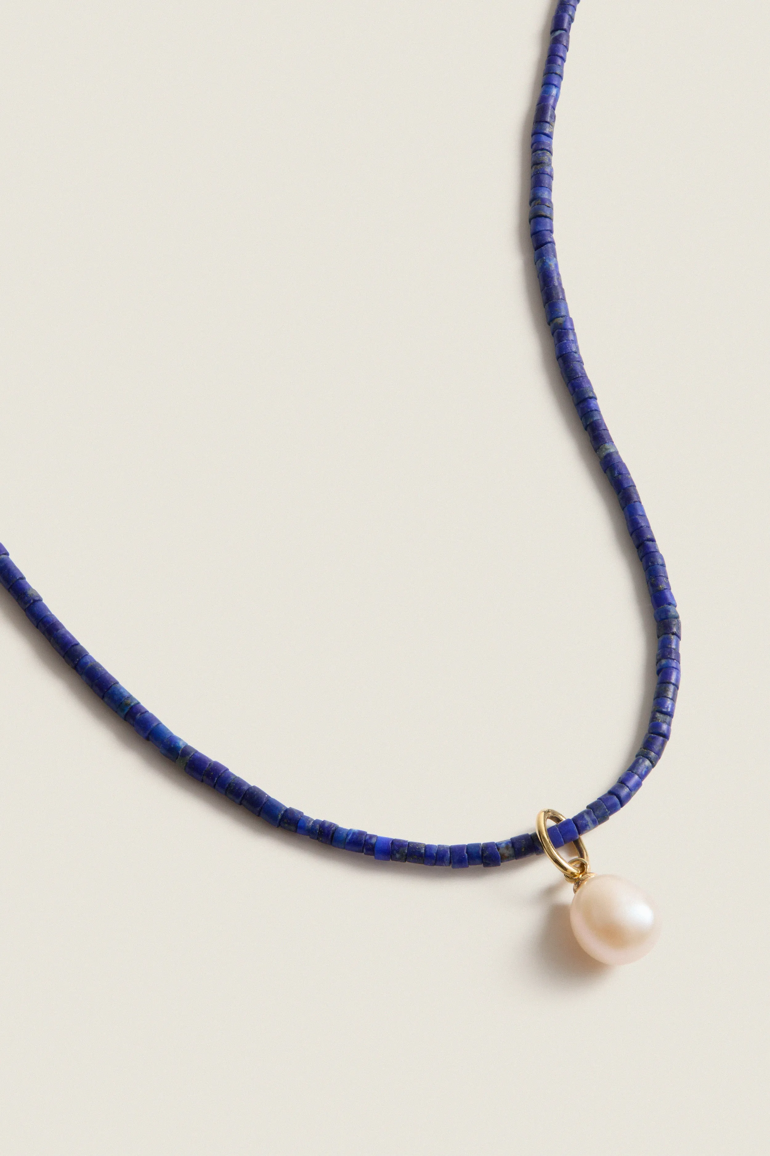 Lapis Lazuli Teeny Gemstone Necklace with Cloud Pearl Charm sold by Tuckernuck product image thumbnail 4