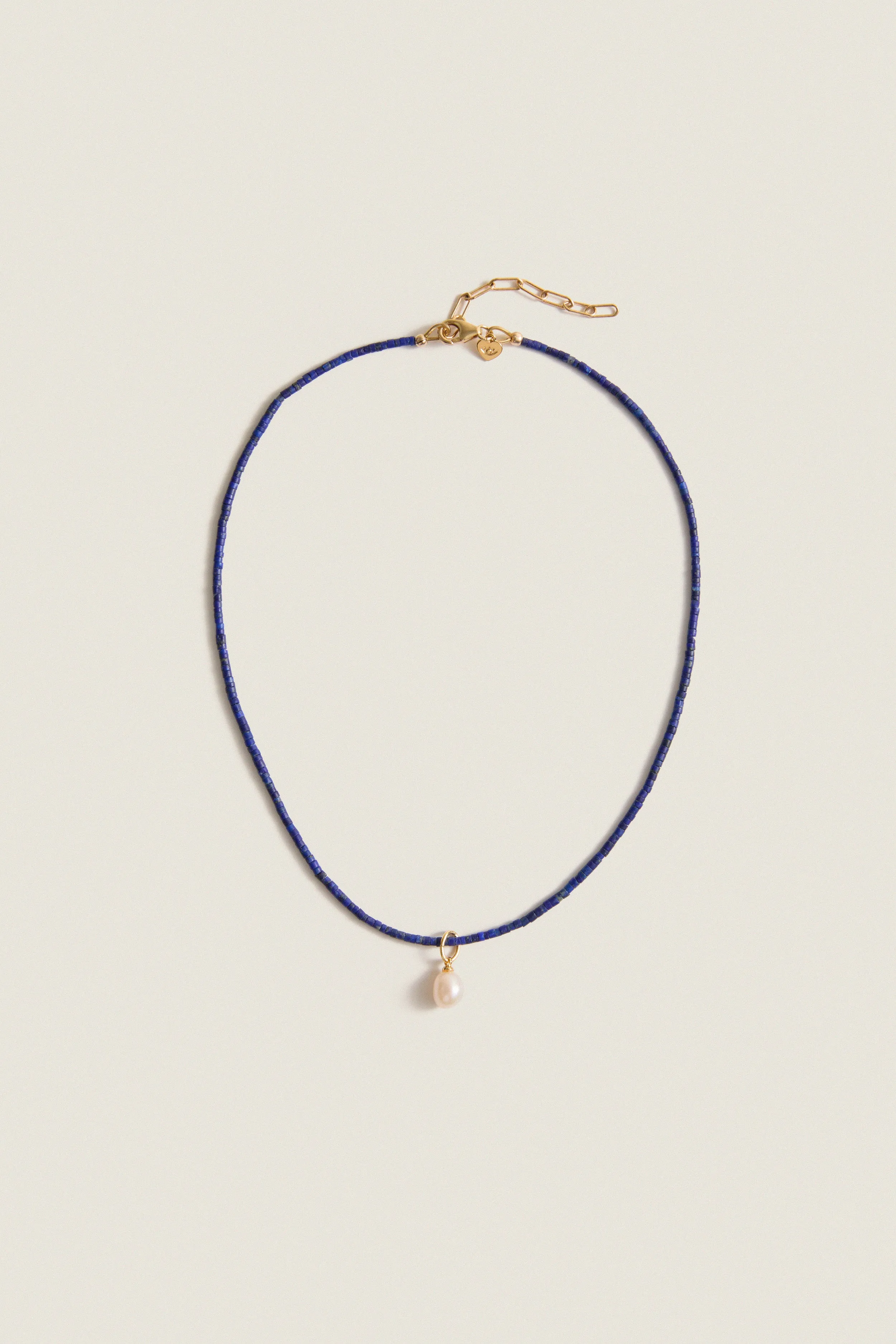 Lapis Lazuli Teeny Gemstone Necklace with Cloud Pearl Charm sold by Tuckernuck