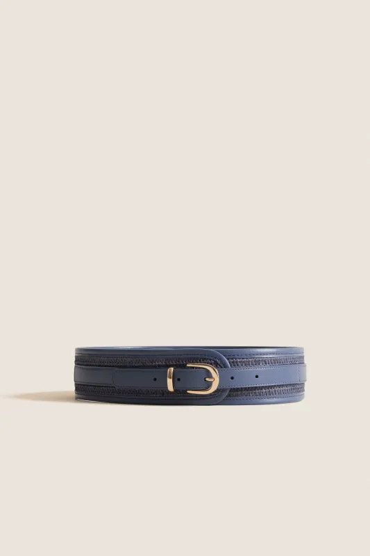 Navy Raffia Waist Belt made by Tuckernuck