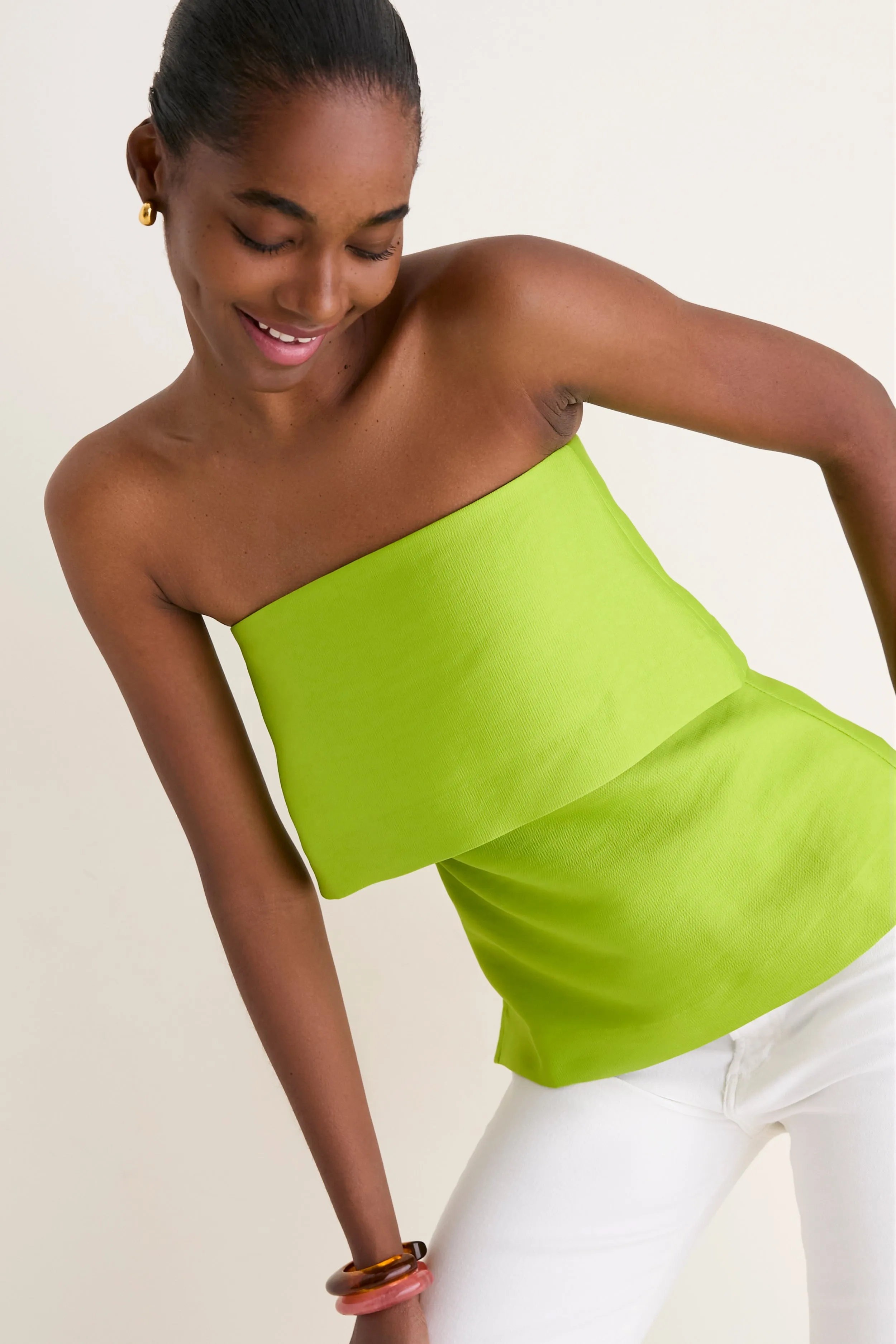 Lime Felix Satin Strapless Top sold by Tuckernuck product image thumbnail 5