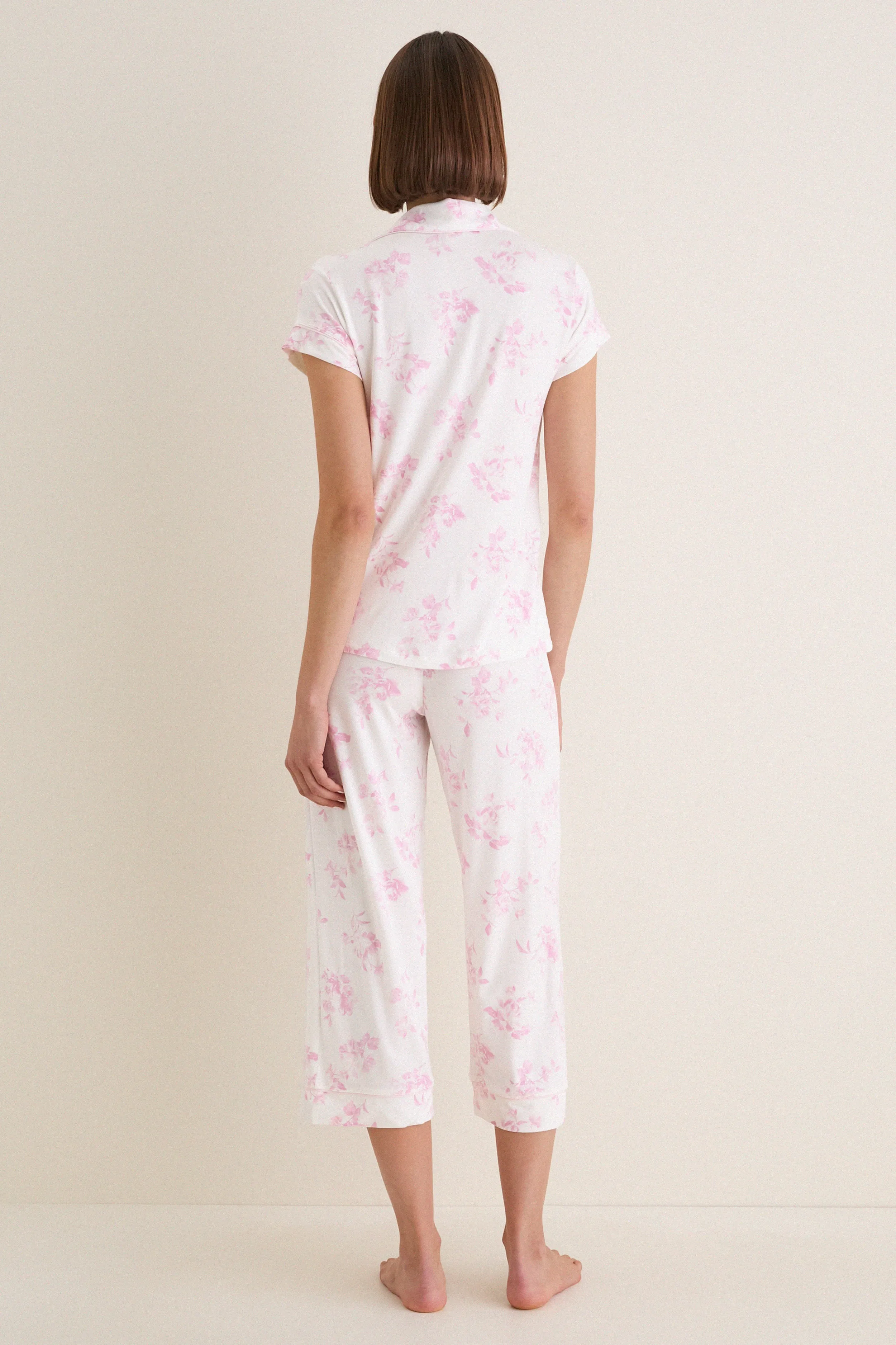 Rose Garden Pink Gisele Printed Cropped PJ Set sold by Tuckernuck product image thumbnail 4